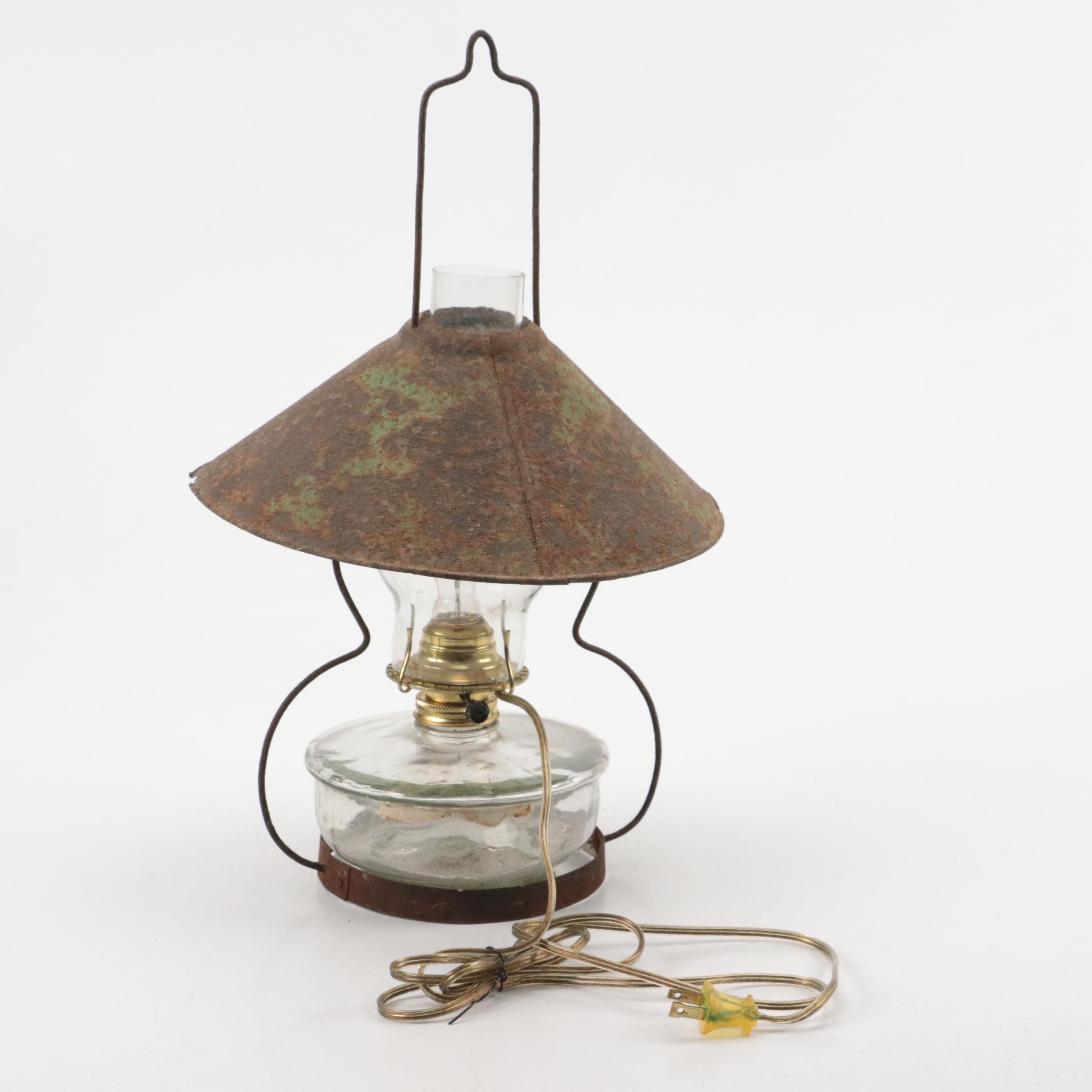 Giant Oil Lamp with Dietz and Embury Mfg. Co. Oil Lanterns & Converted Oil Lamp