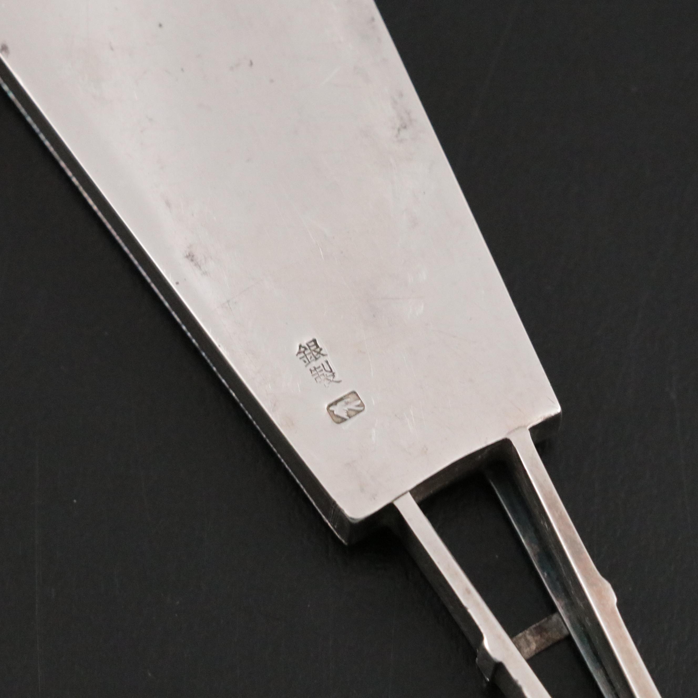 Hattori Kintaro Japanese Sterling Fan Form Box With Silver Plate Boxes