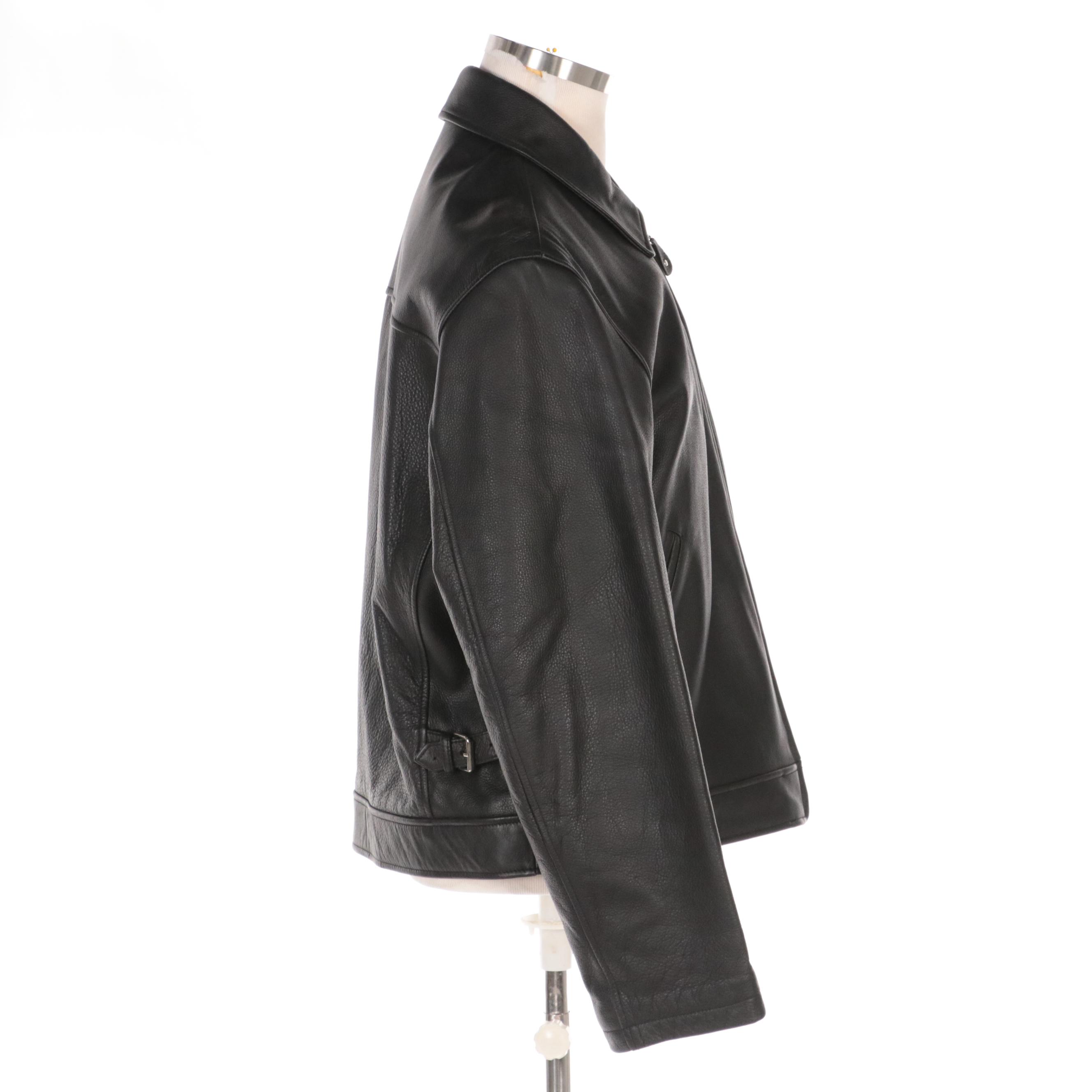 Men's DKNY Insulated Leather Jacket with Quilted Lining