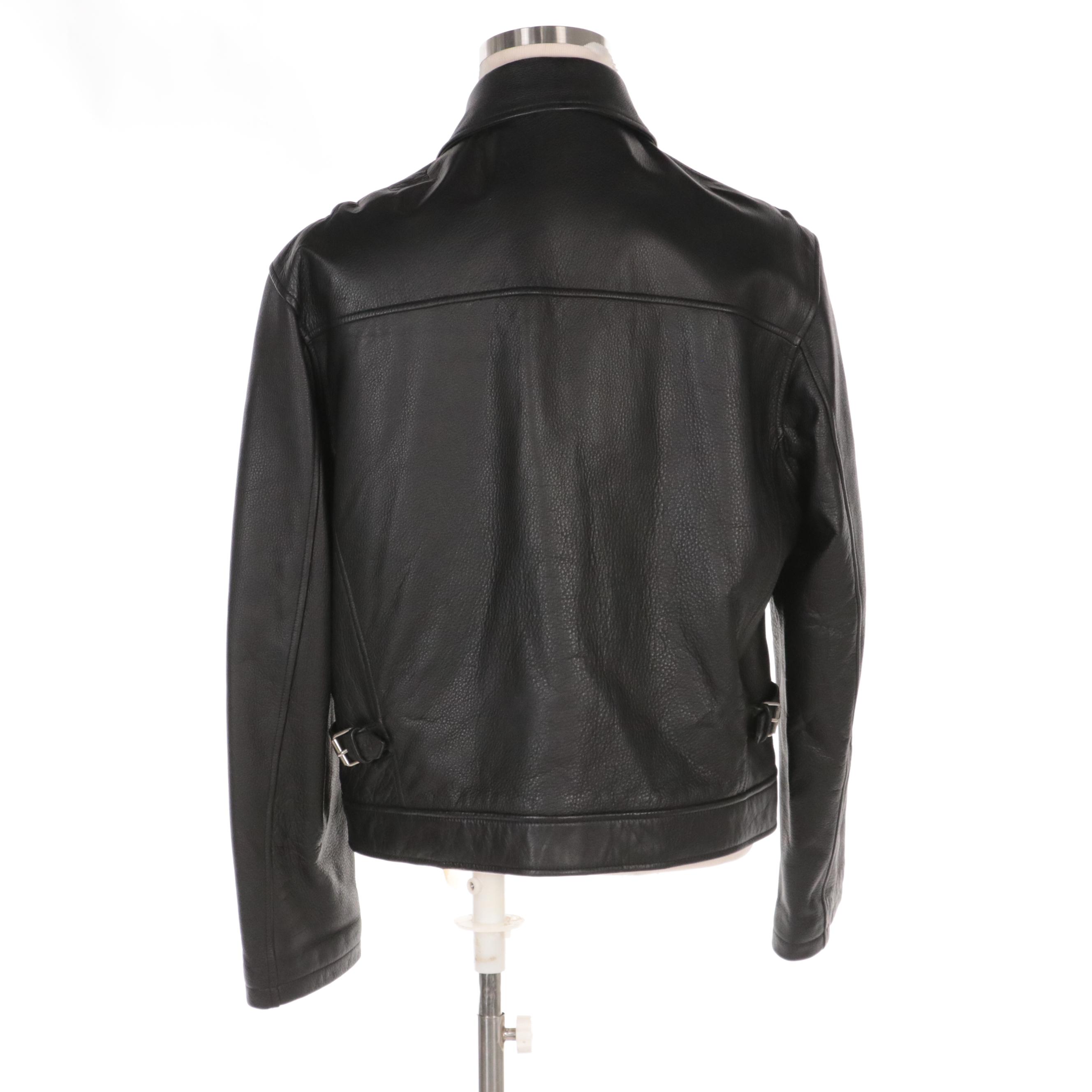 Men's DKNY Insulated Leather Jacket with Quilted Lining