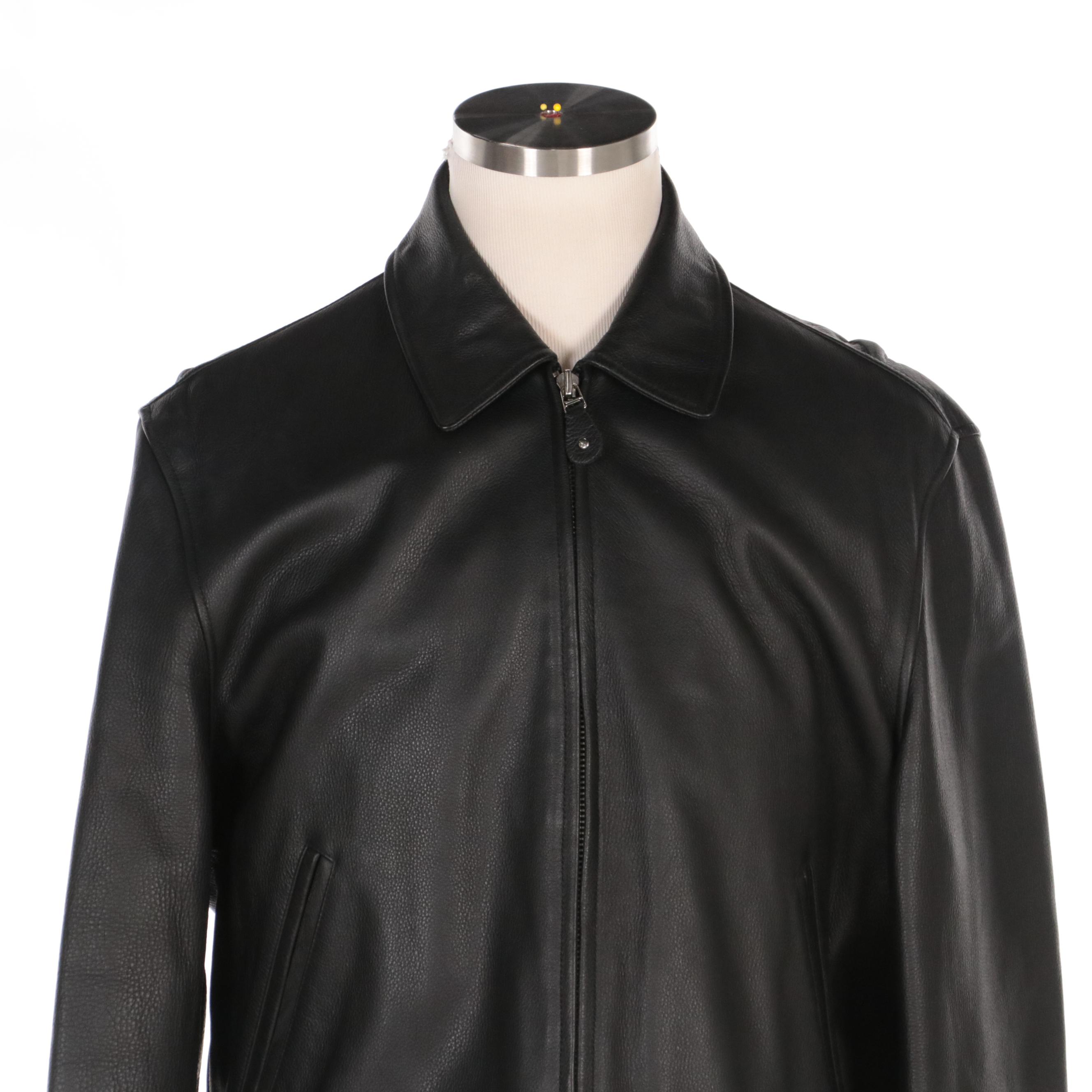 Men's DKNY Insulated Leather Jacket with Quilted Lining