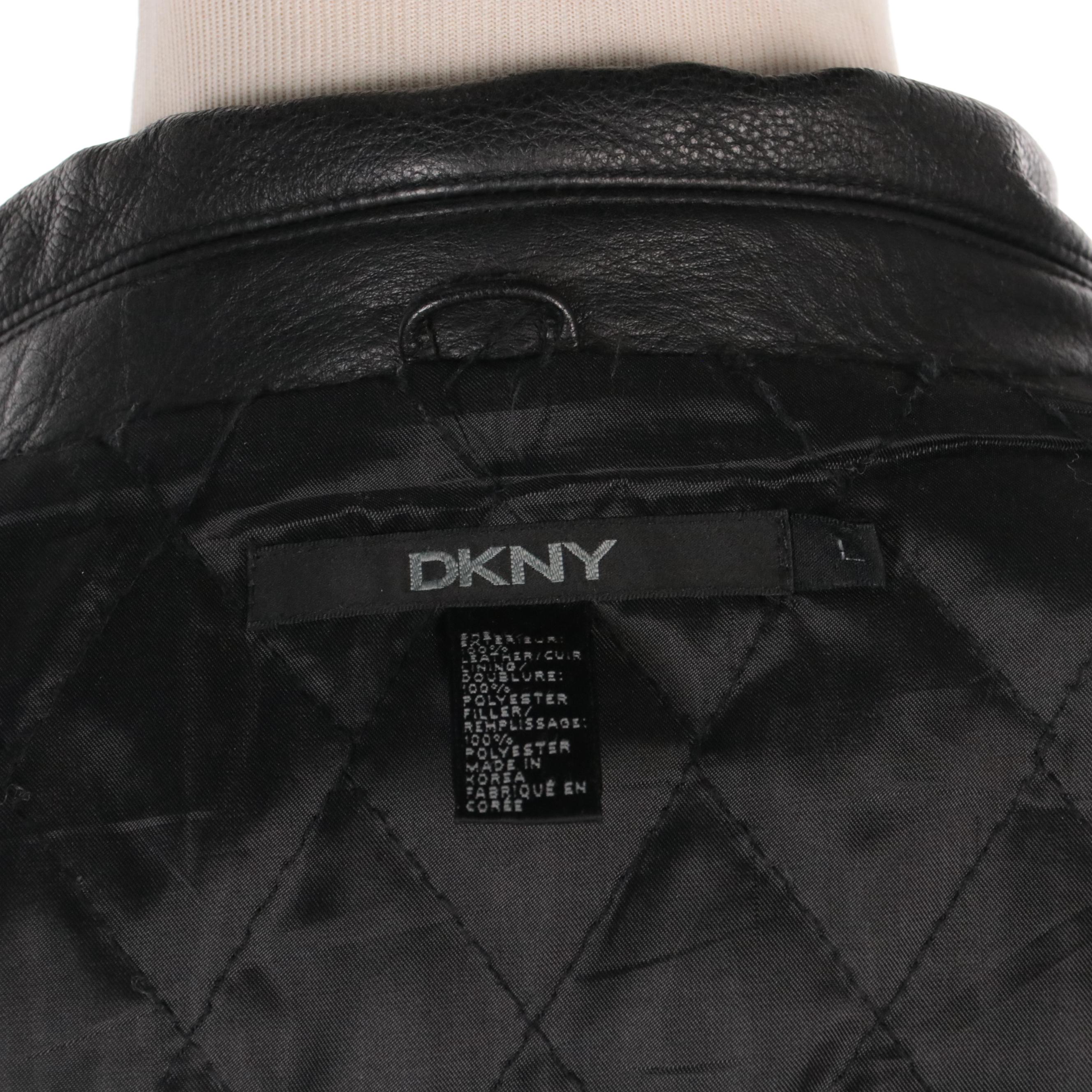 Men's DKNY Insulated Leather Jacket with Quilted Lining
