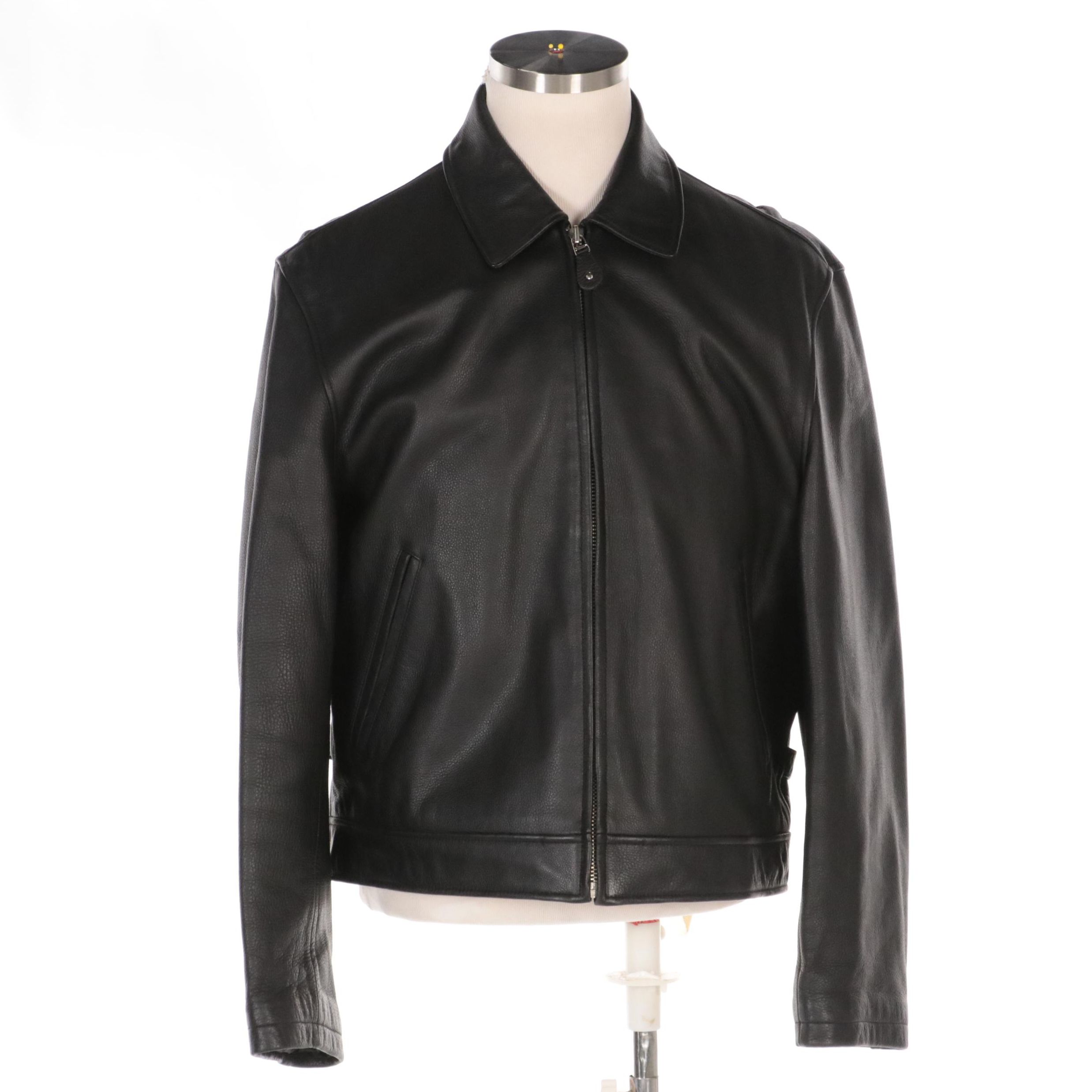 Men's DKNY Insulated Leather Jacket with Quilted Lining
