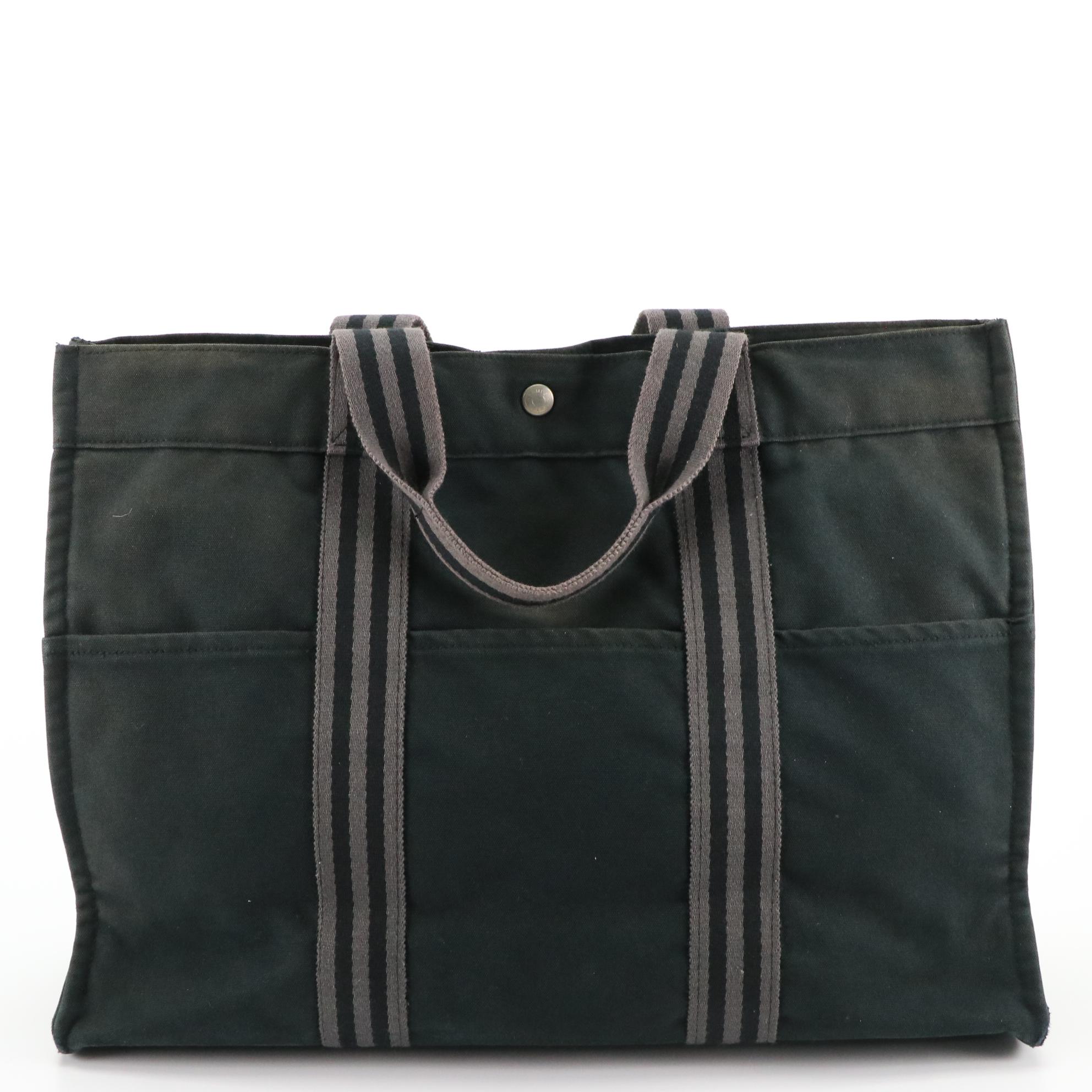 Hermès Black/Grey Fourre Tout GM Tote Bag in Cotton Canvas