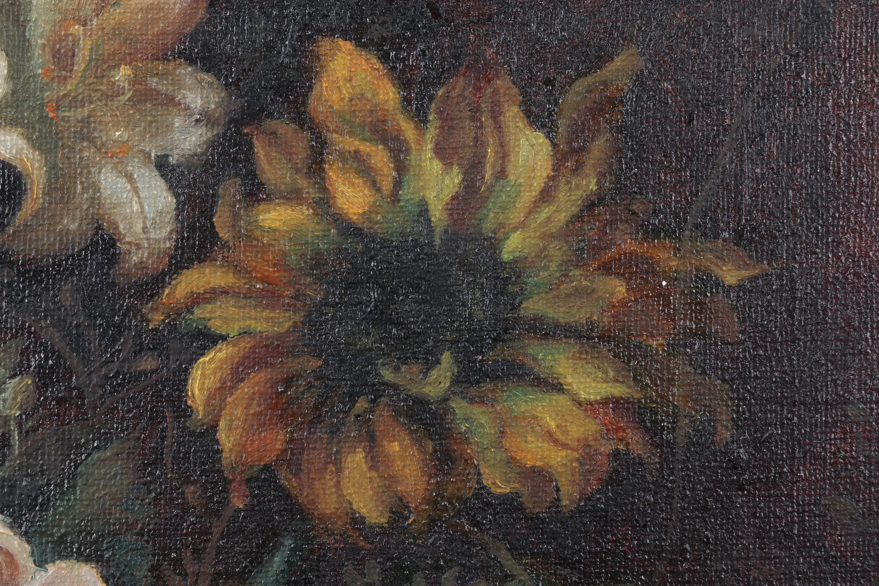 Dutch Style Floral Bouquet Still Life Oil Painting, Late 19th/Early 20th Century