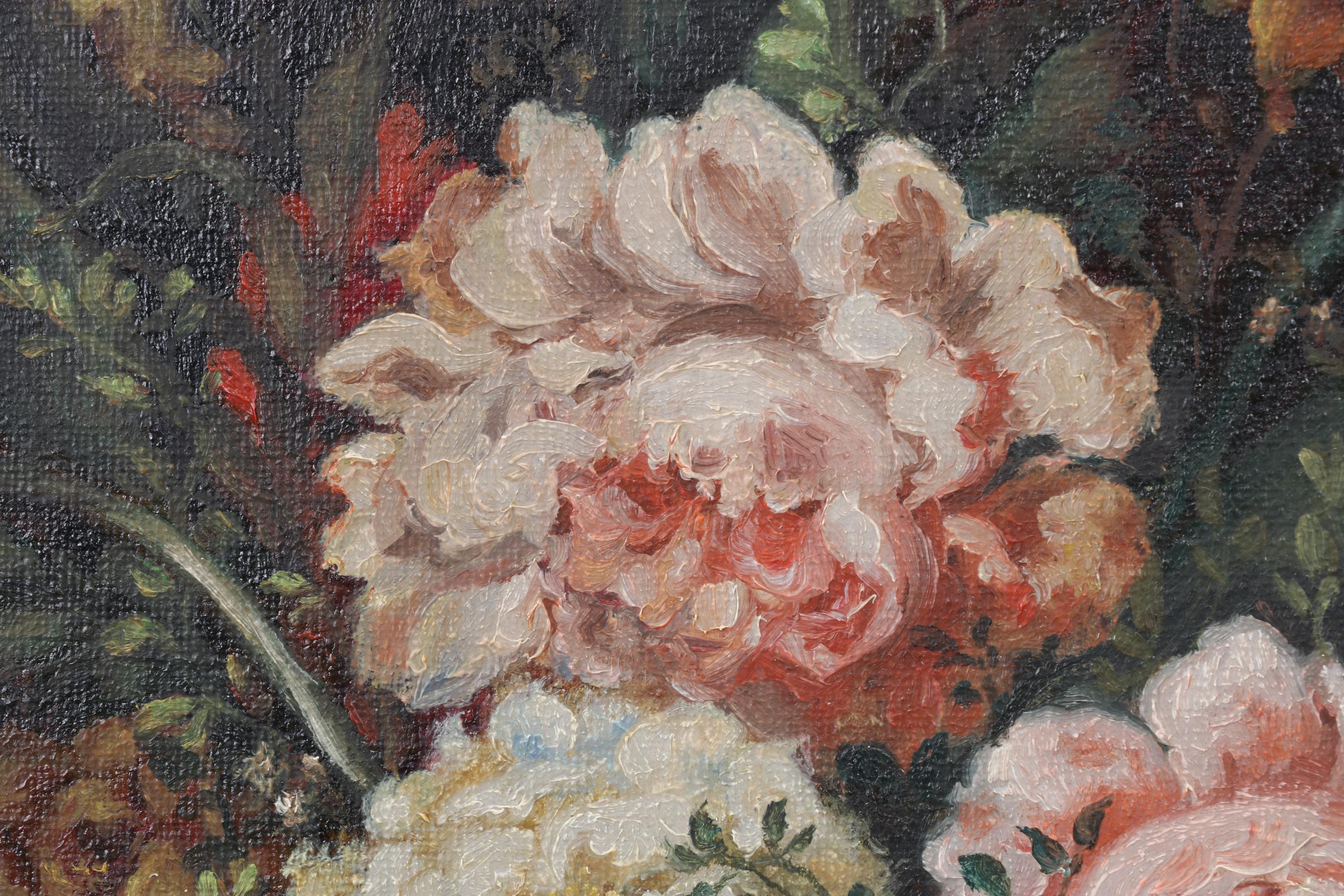 Dutch Style Floral Bouquet Still Life Oil Painting, Late 19th/Early 20th Century