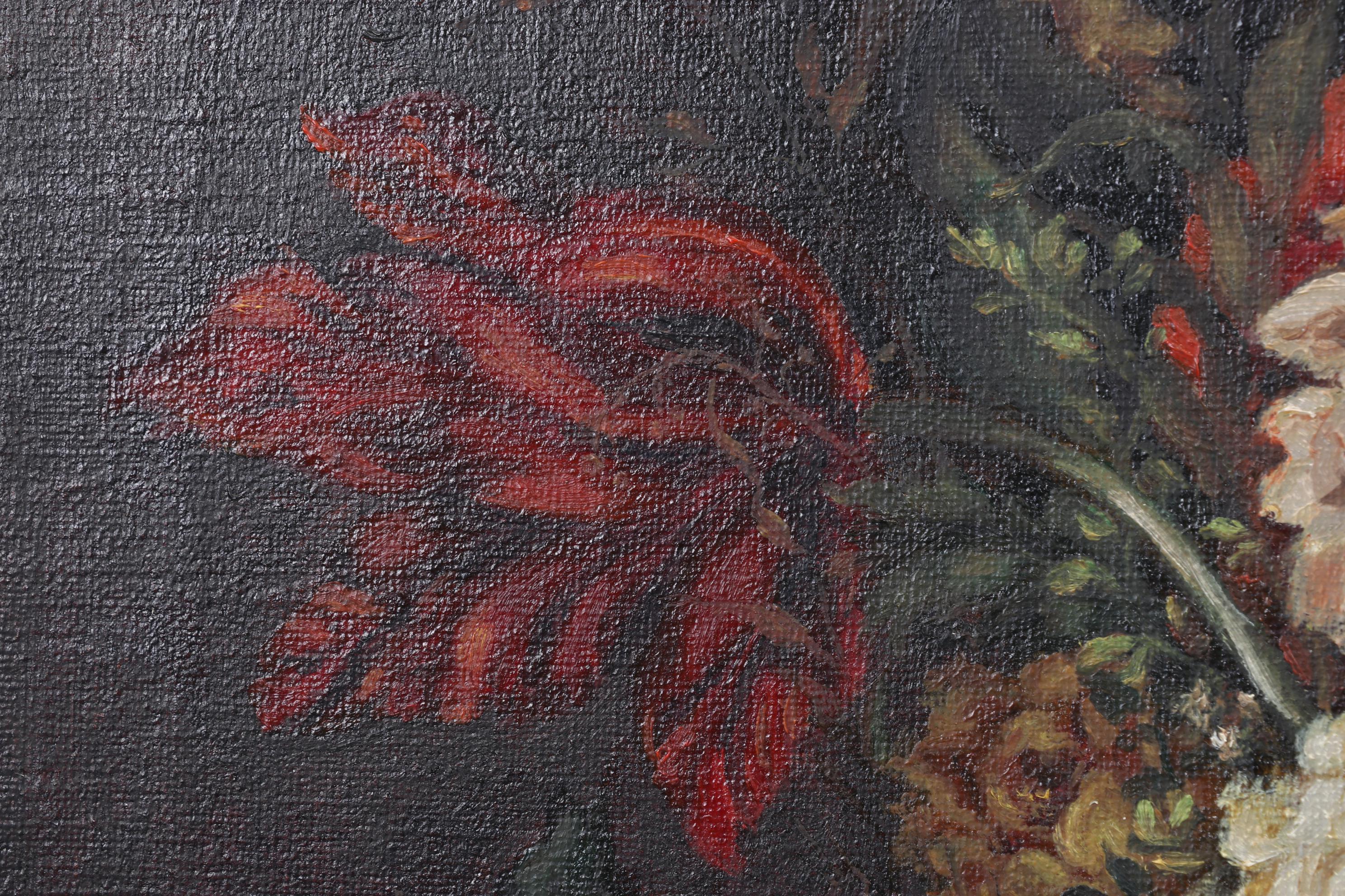 Dutch Style Floral Bouquet Still Life Oil Painting, Late 19th/Early 20th Century