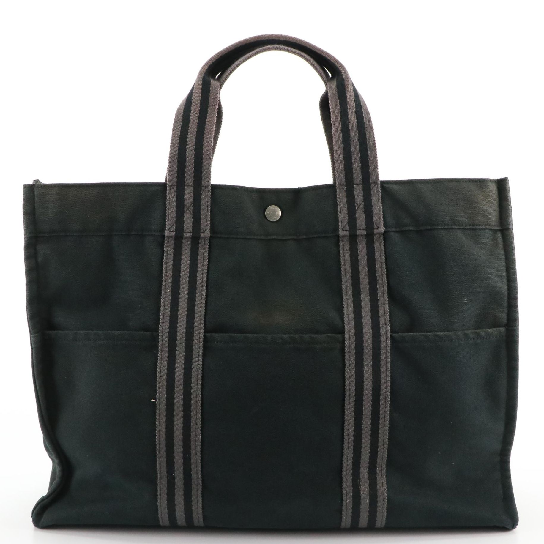 Hermès Black/Grey Fourre Tout GM Tote Bag in Cotton Canvas