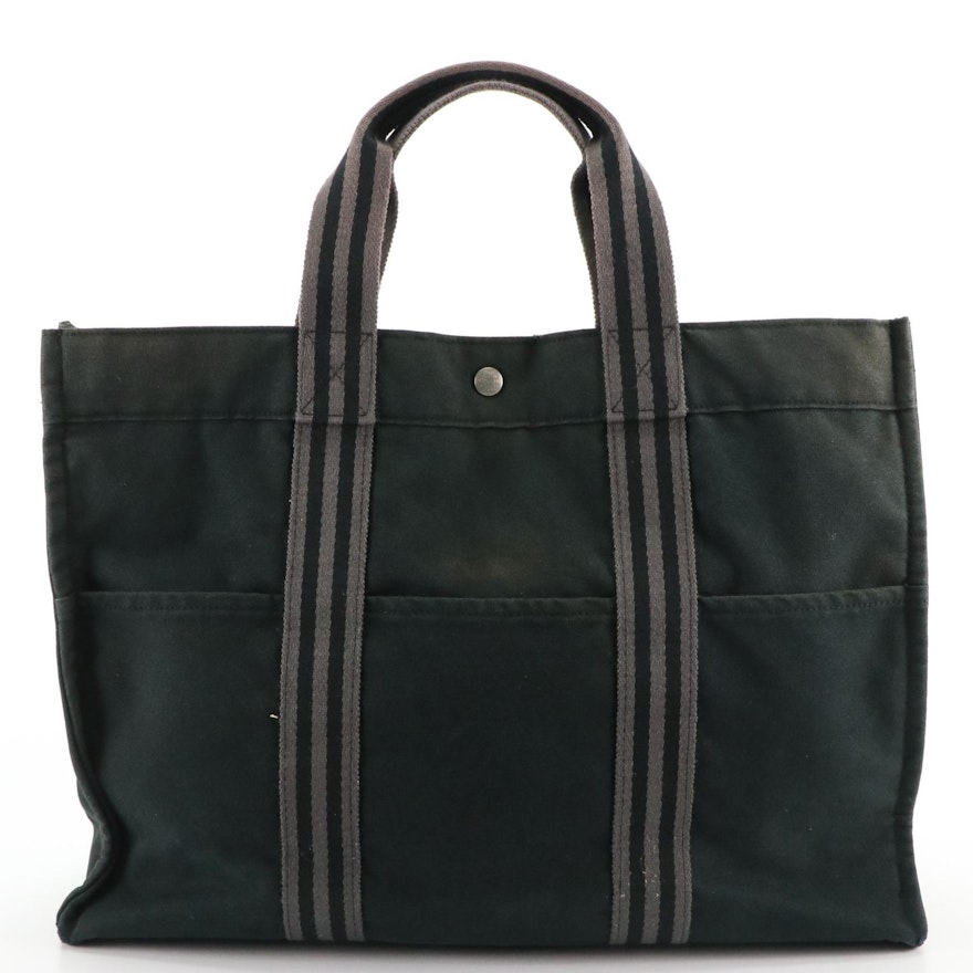Hermès Black/Grey Fourre Tout GM Tote Bag in Cotton Canvas | EBTH
