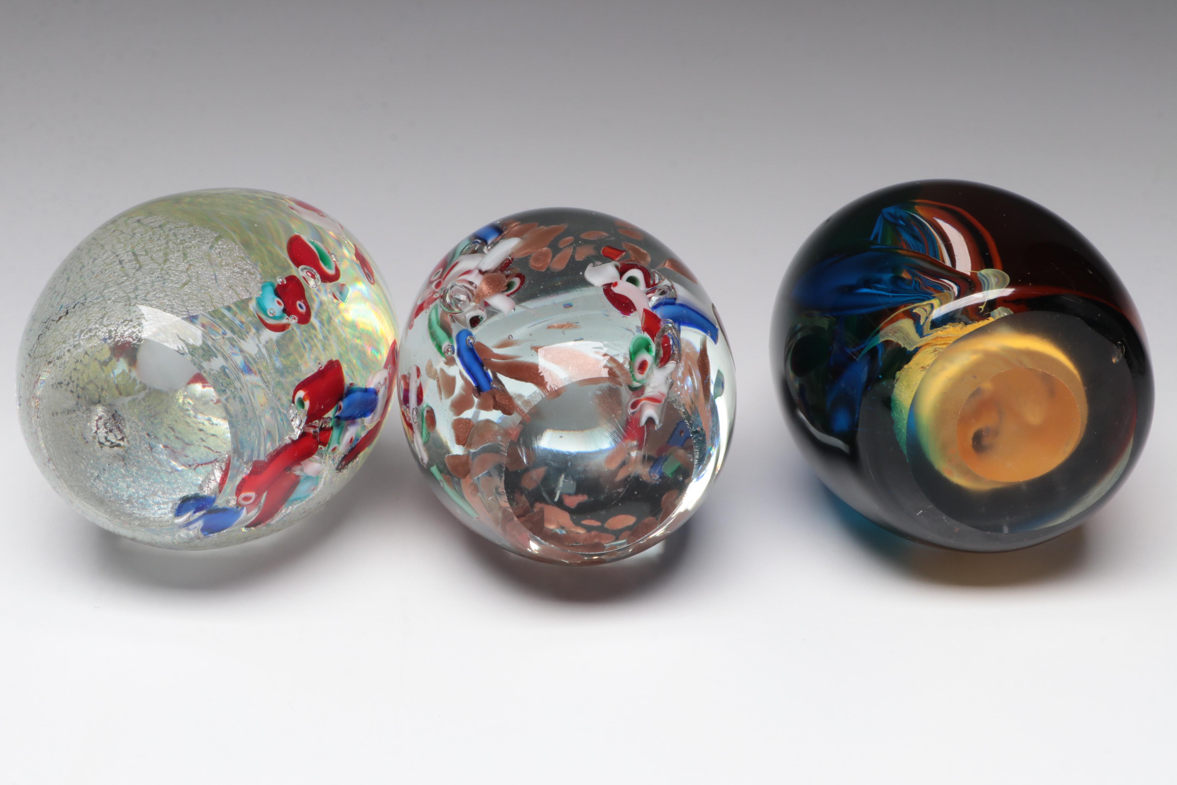 Murano Handmade Art Glass Egg Paperweights