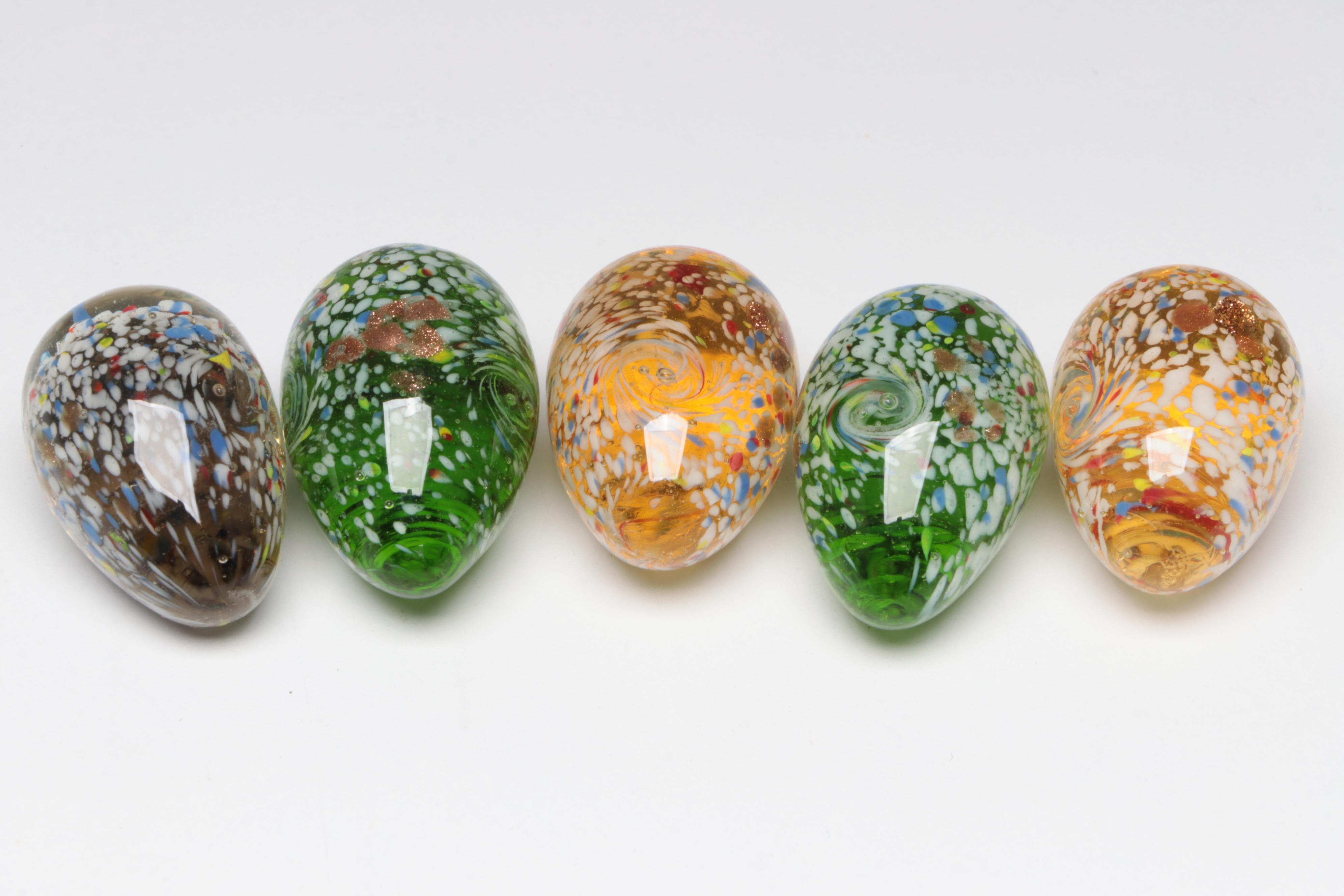 Murano Handmade Art Glass Egg Paperweights