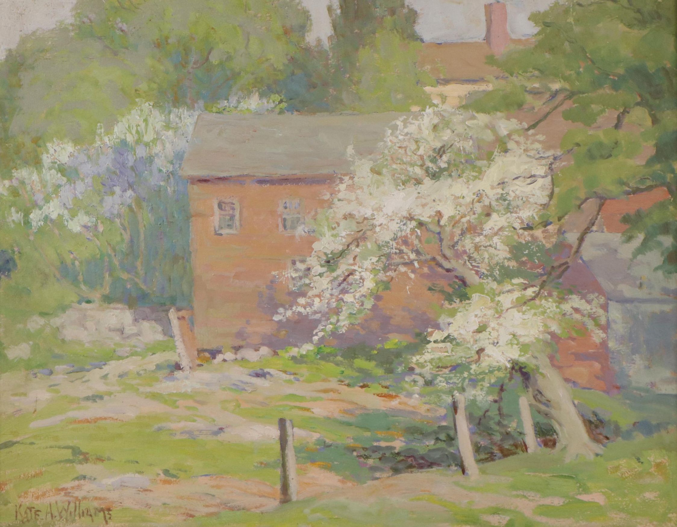Kate A. Williams Landscape Oil Painting "In May," Early 20th Century