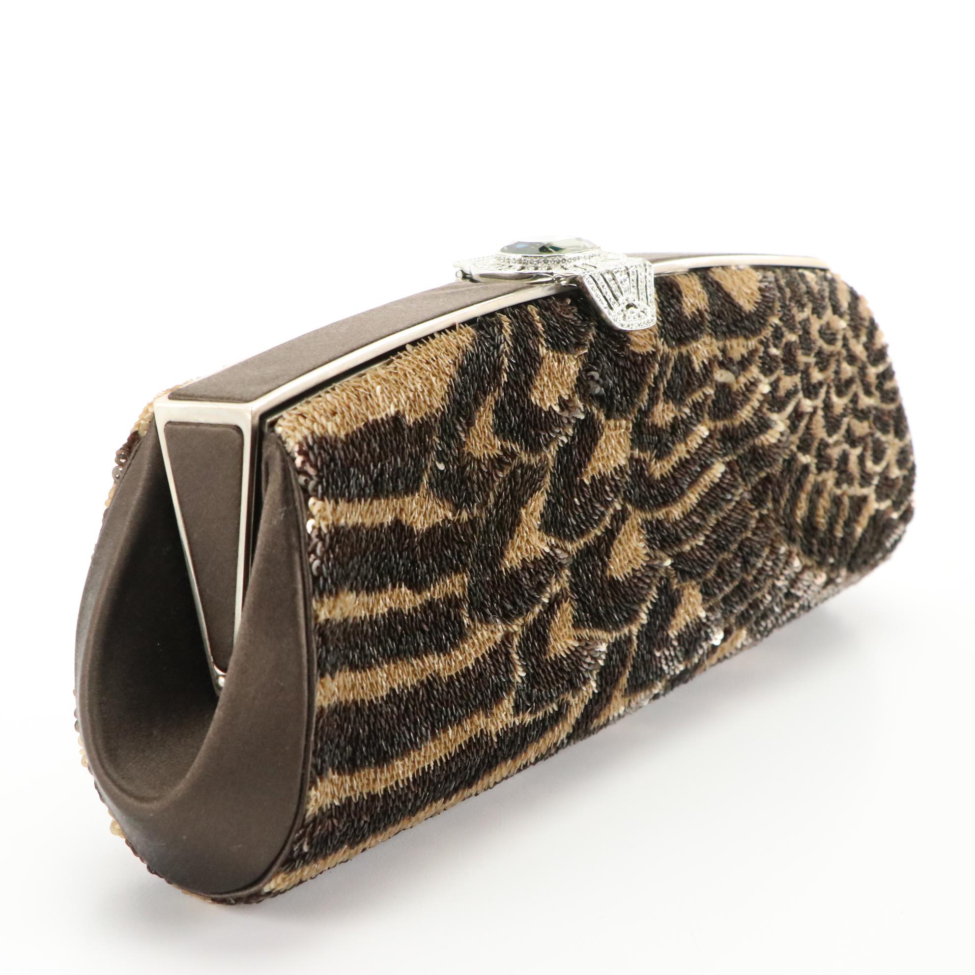 Judith Leiber Peacock Sequin and Rhinestone Embellished Clutch Bag