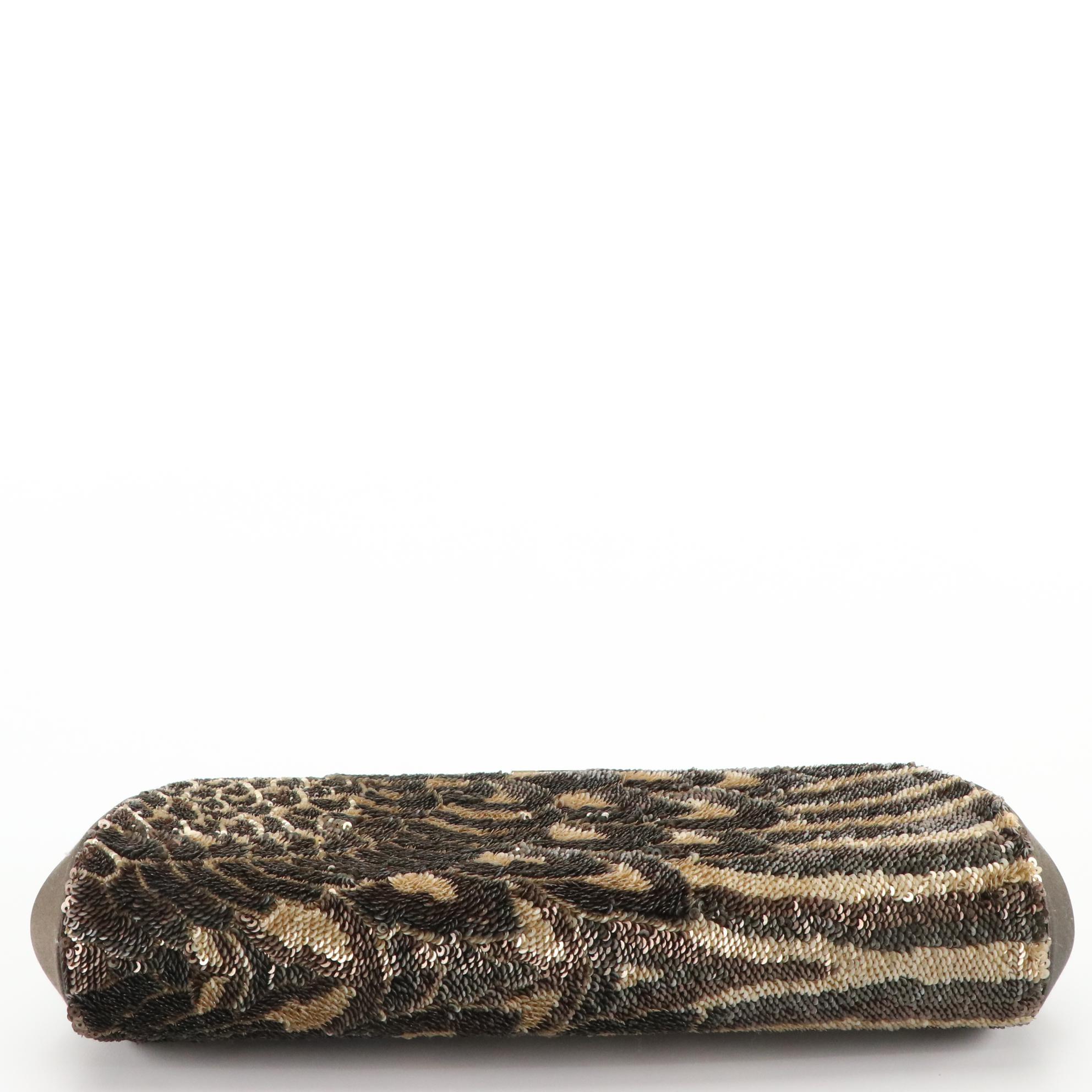 Judith Leiber Peacock Sequin and Rhinestone Embellished Clutch Bag