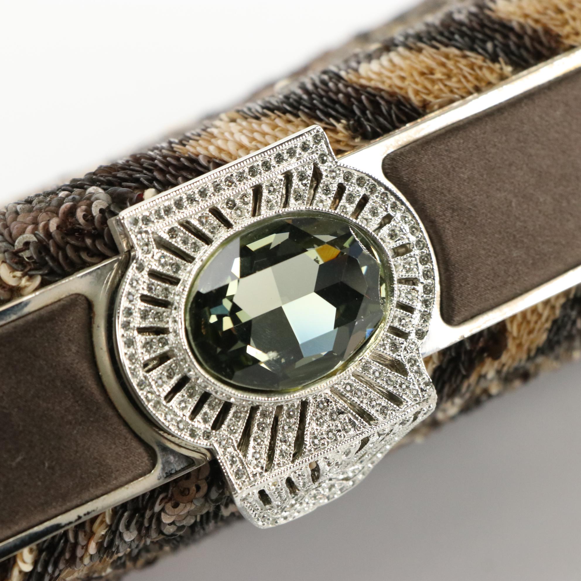 Judith Leiber Peacock Sequin and Rhinestone Embellished Clutch Bag