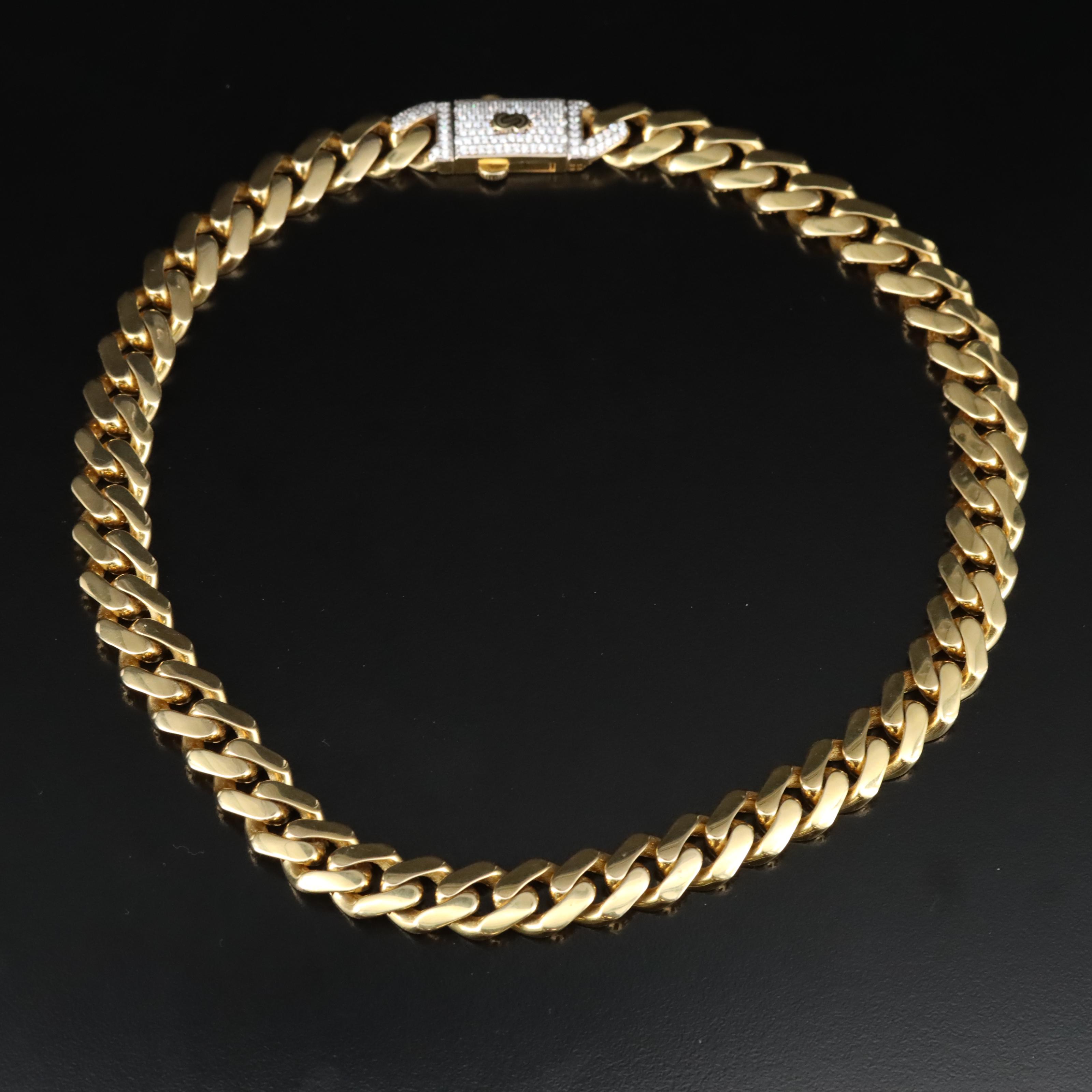 Oro Monaco "Chain Classic" 14K Curb Chain Necklace with Cubic Zirconia