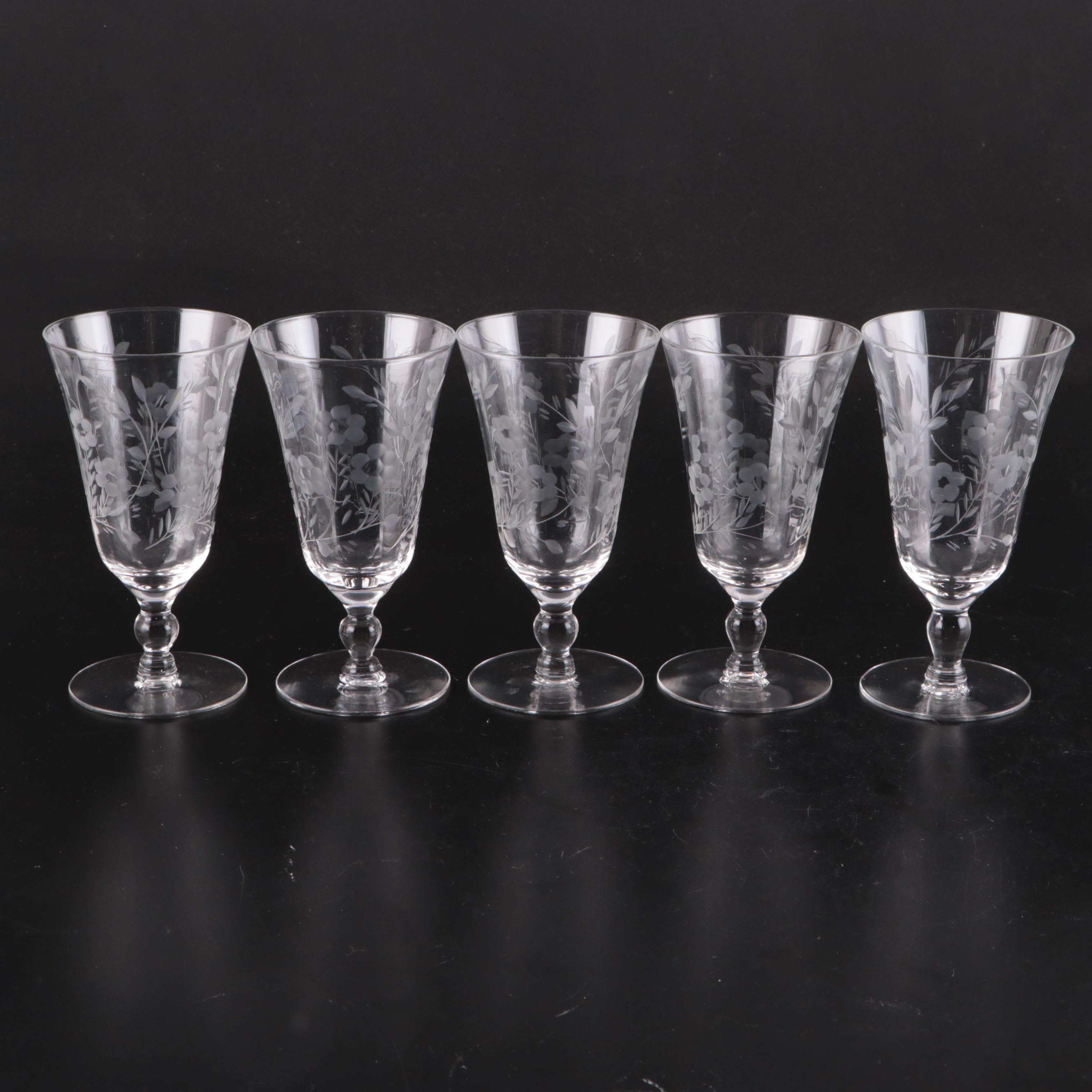 Ball In Stem Glass Water Goblets with Etched Glass Champagne Coupes