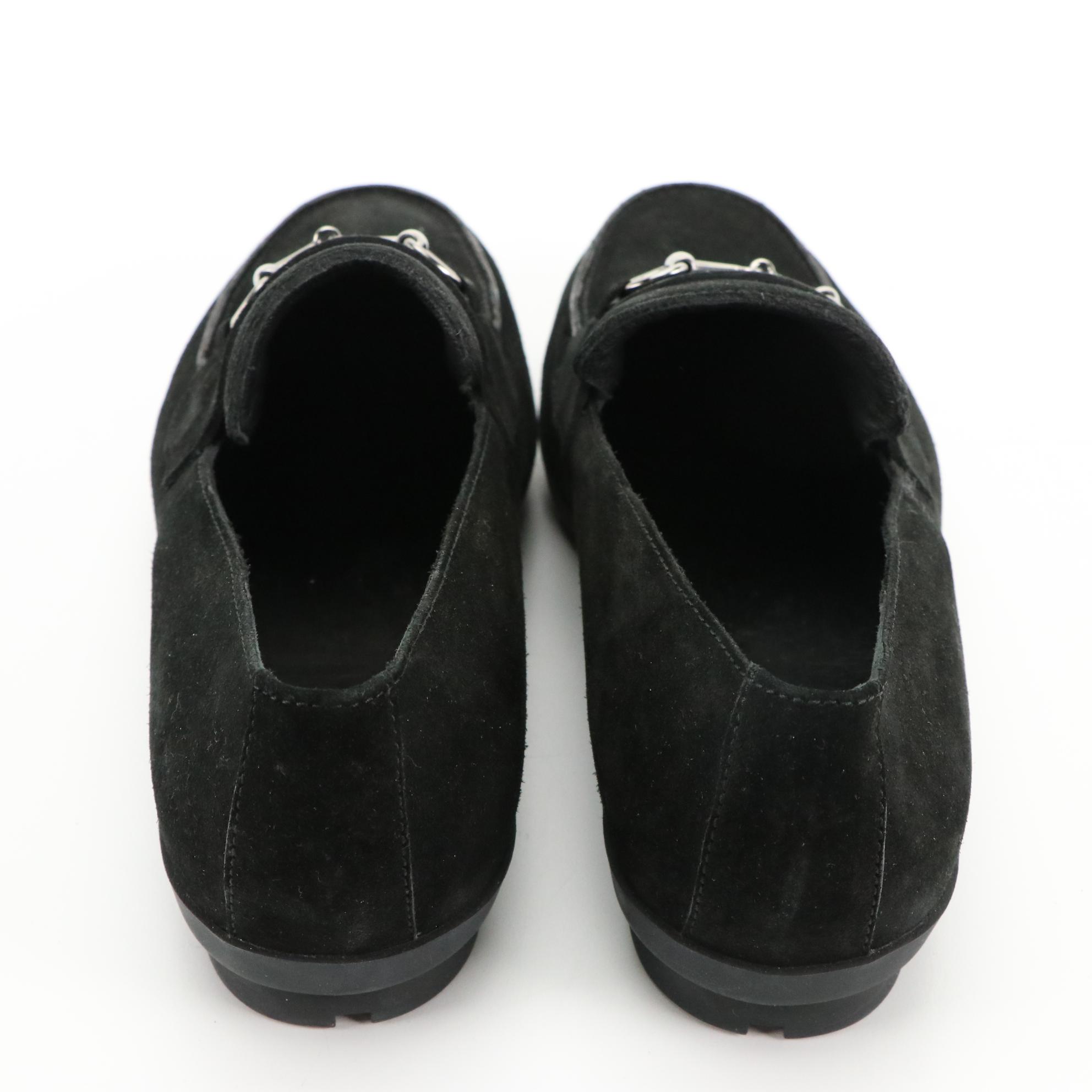 Gucci Black Suede Horsebit Loafers