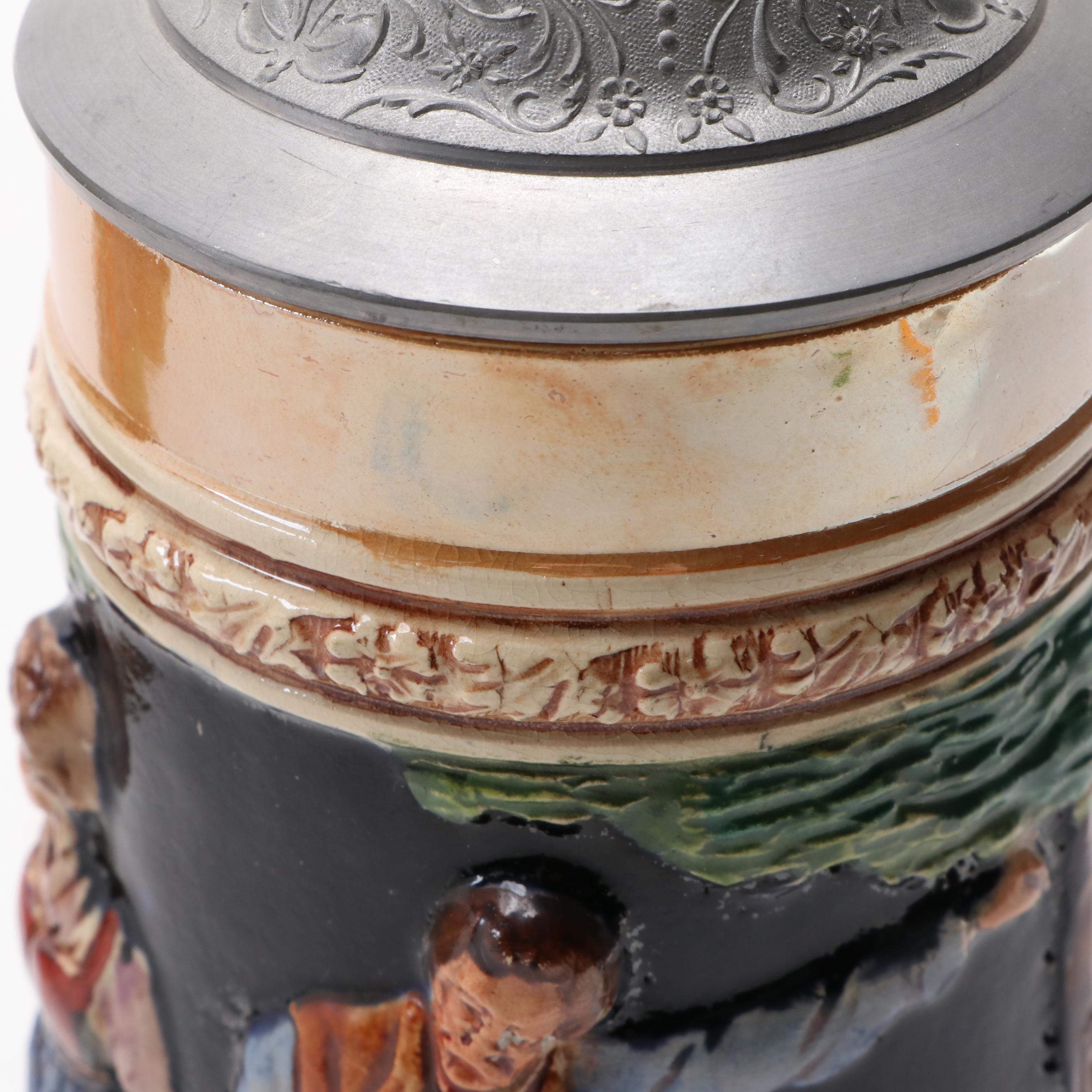 German Stoneware and Pewter Beer Steins