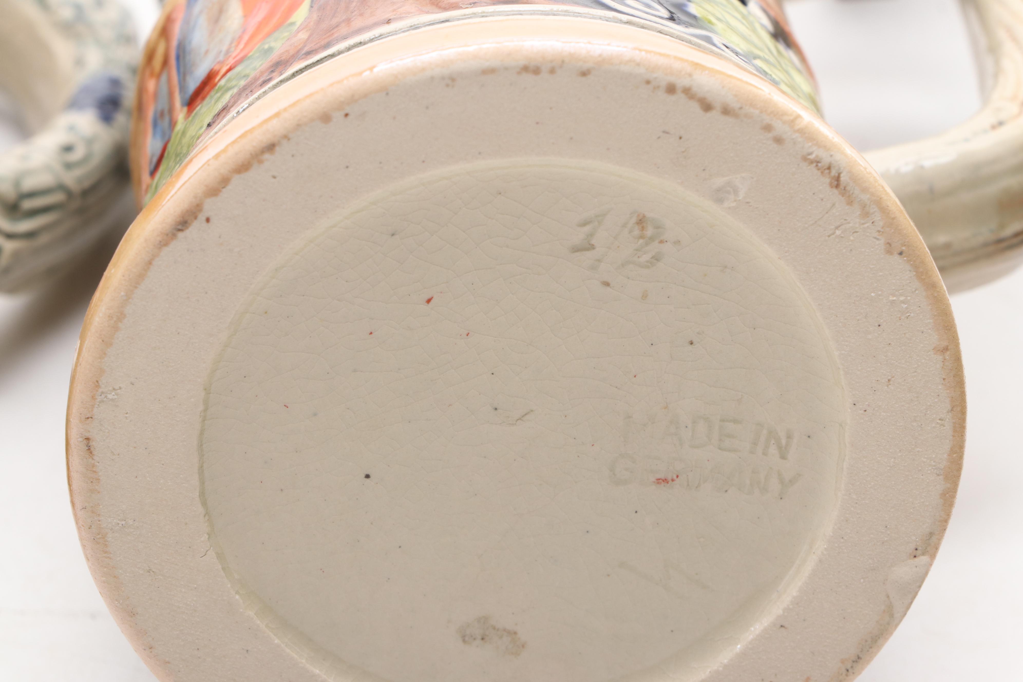 German Stoneware and Pewter Beer Steins