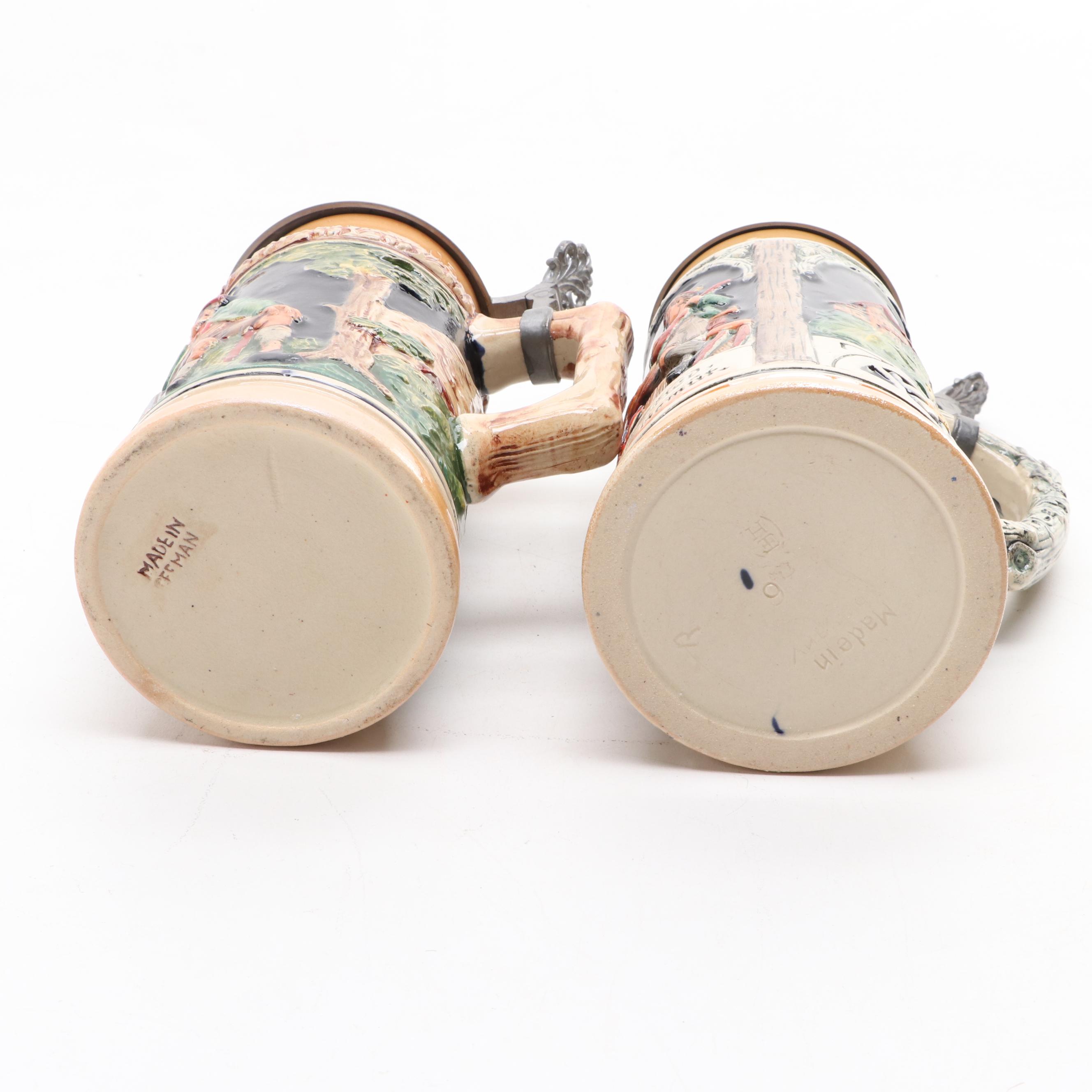 German Stoneware and Pewter Beer Steins