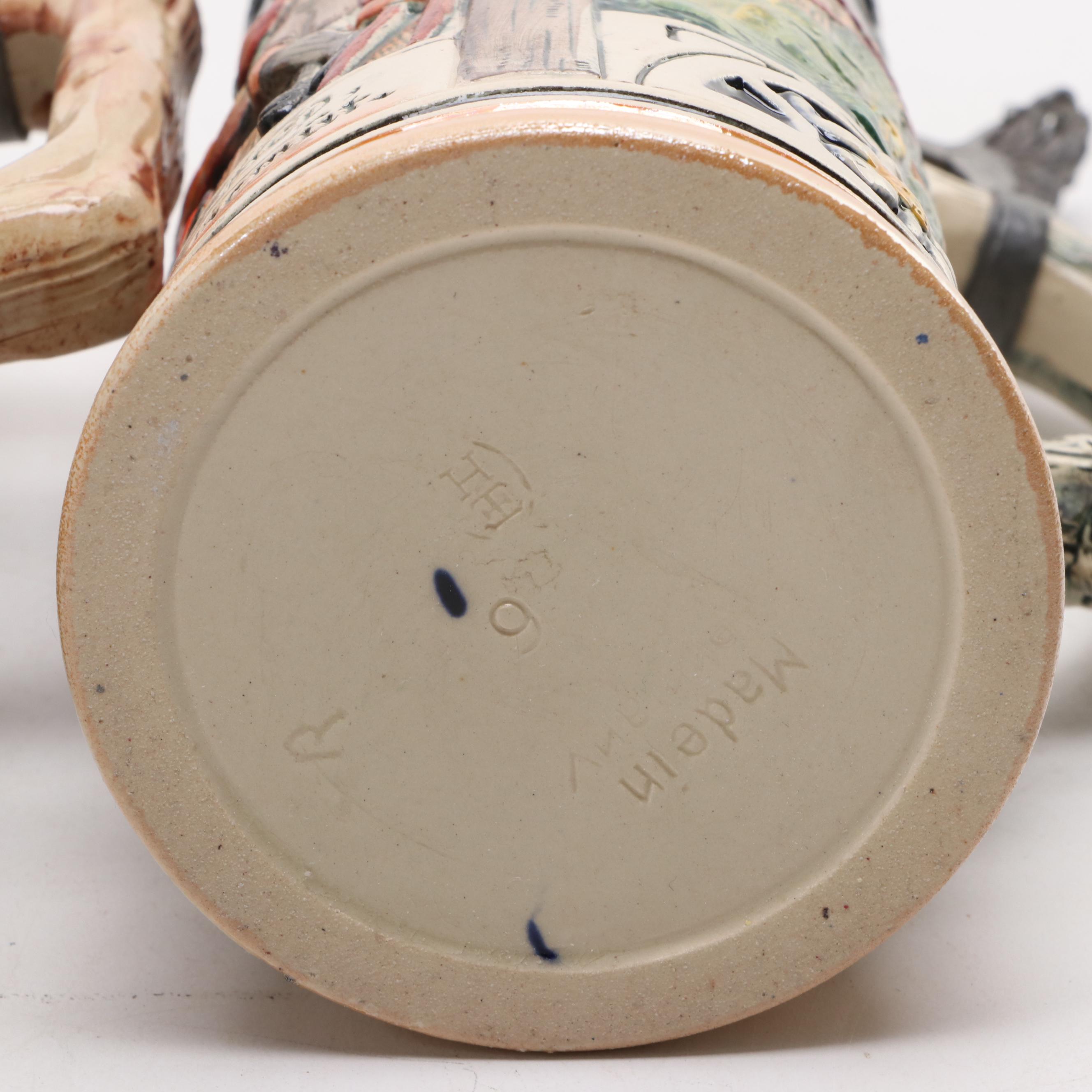 German Stoneware and Pewter Beer Steins