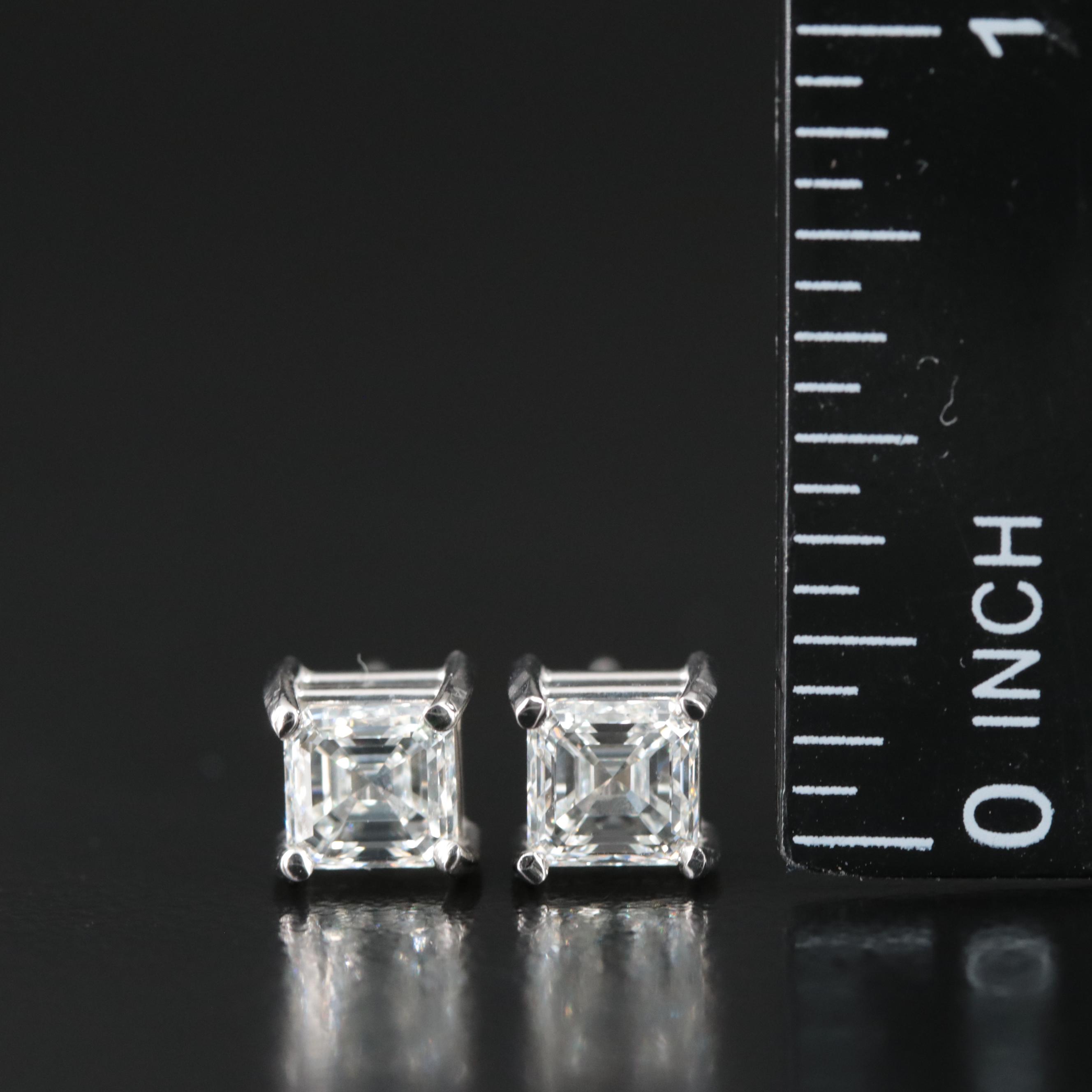 Platinum 2.04 CTW Diamond Stud Earrings with GIA Reports