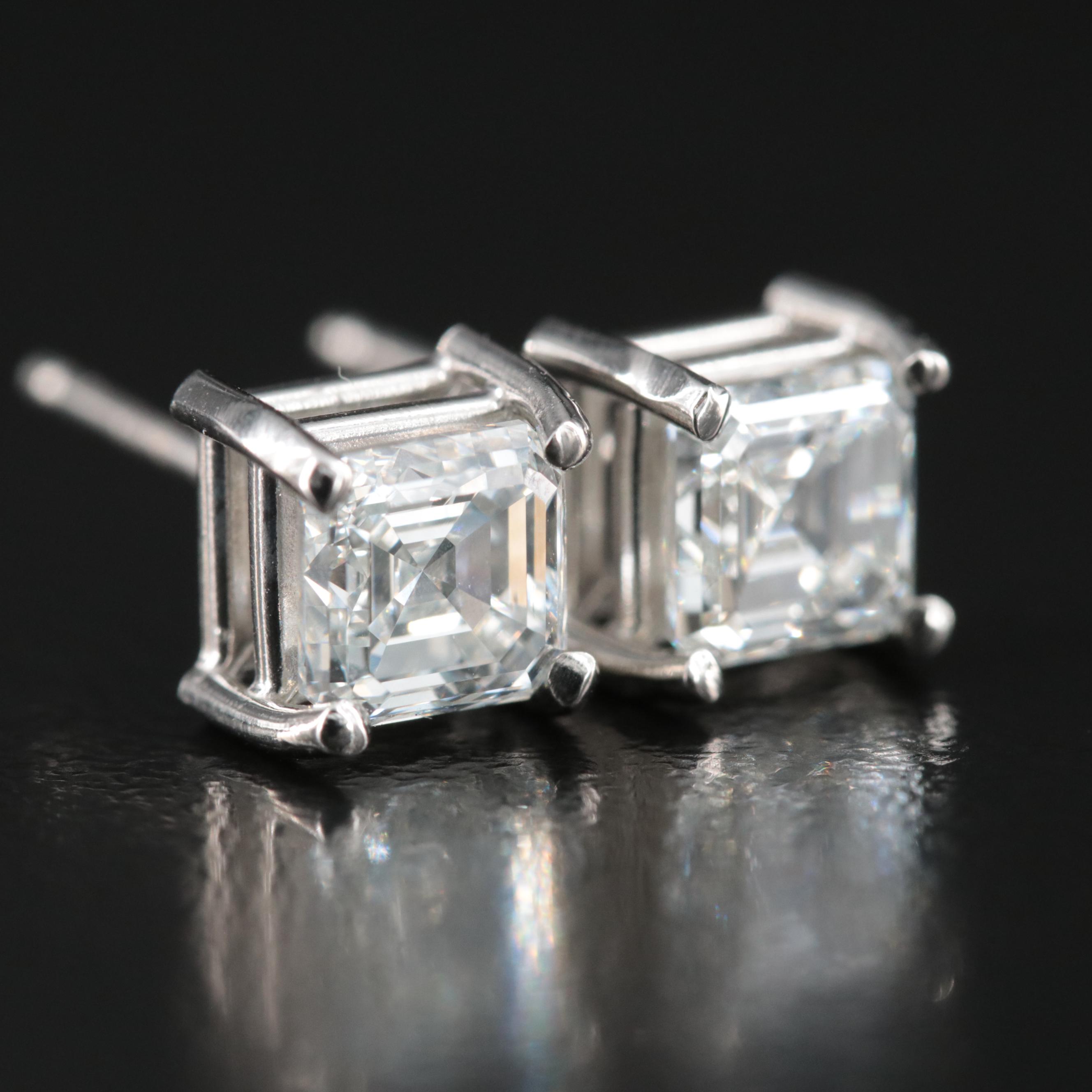 Platinum 2.04 CTW Diamond Stud Earrings with GIA Reports