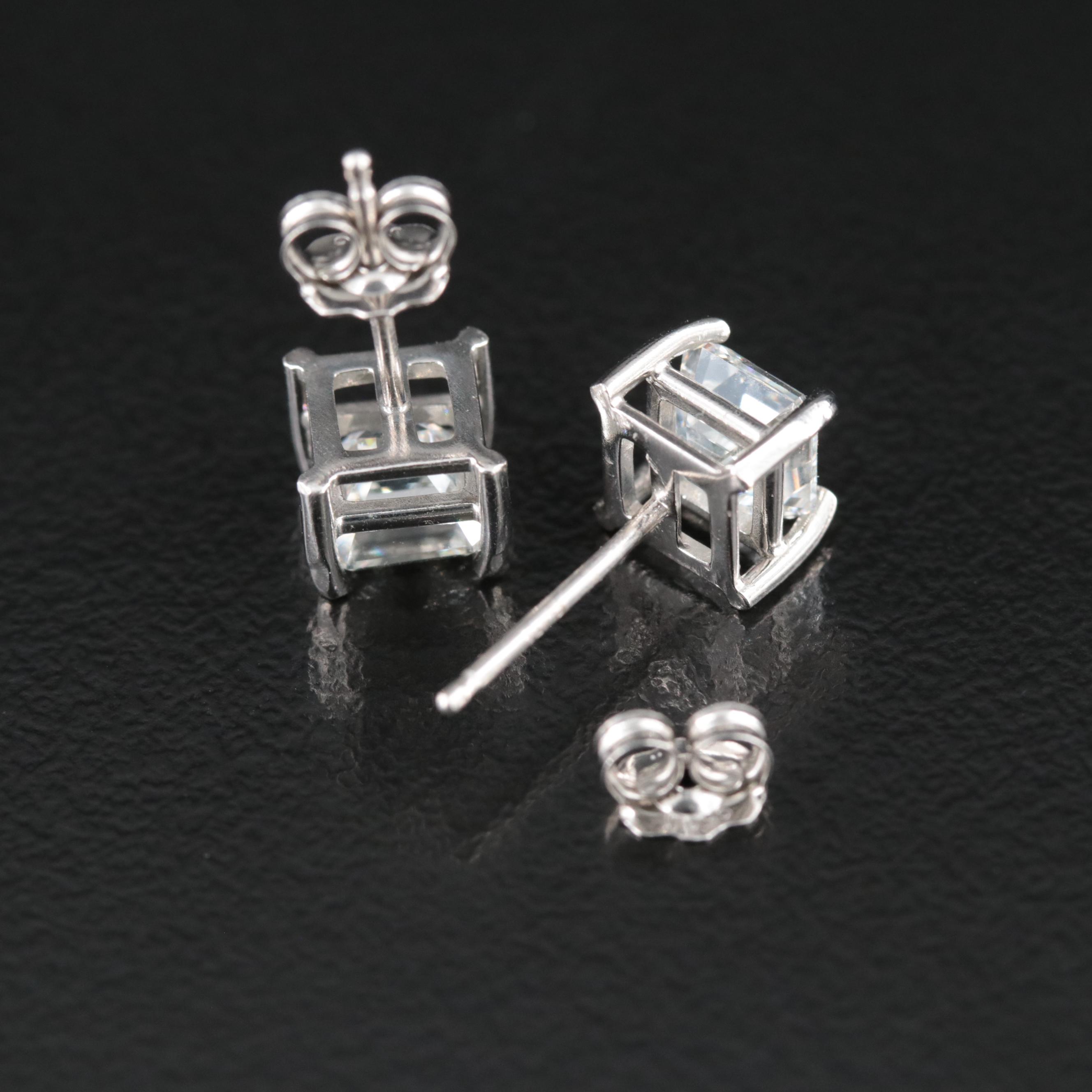 Platinum 2.04 CTW Diamond Stud Earrings with GIA Reports