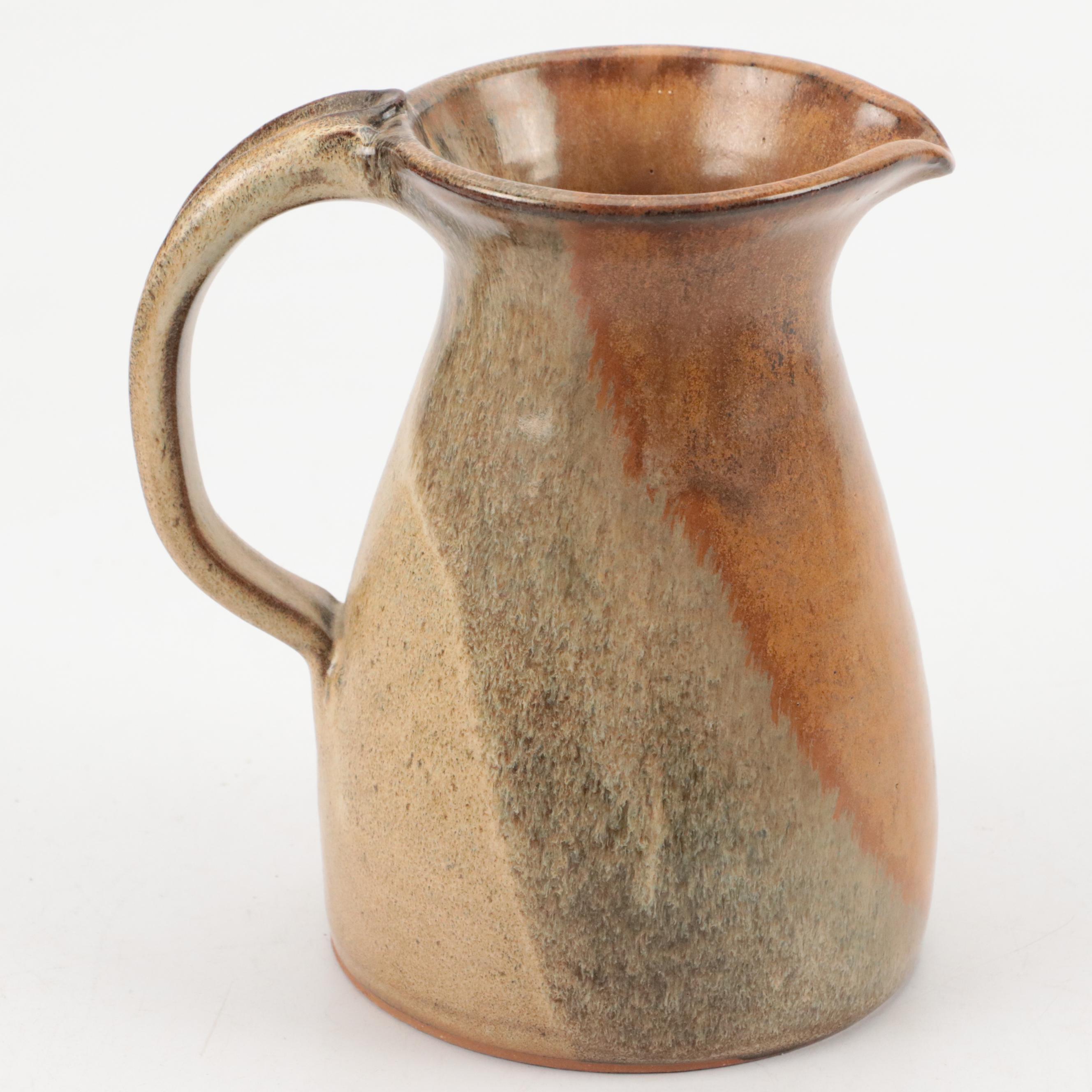 Art Pottery Pitcher, Mugs, Brush Pot and Apple Bakers