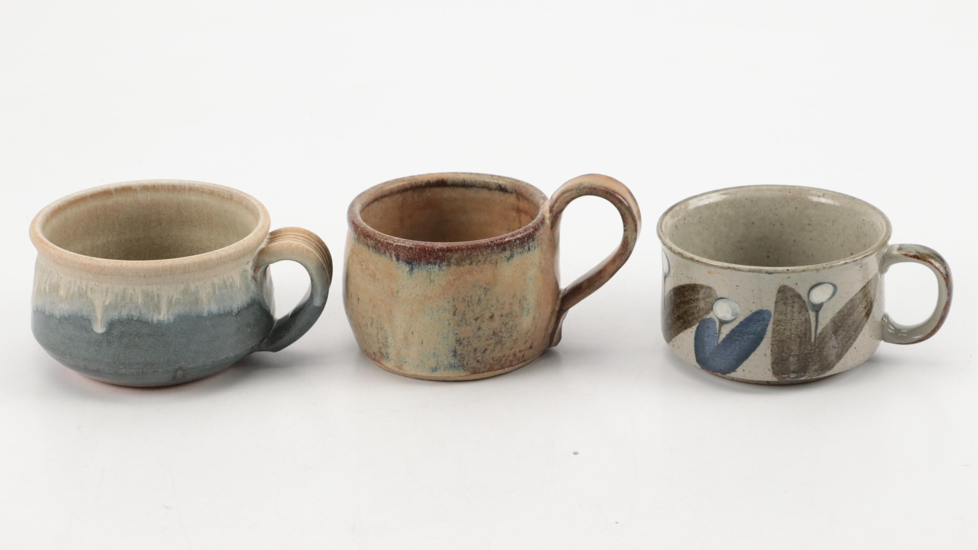Art Pottery Pitcher, Mugs, Brush Pot and Apple Bakers