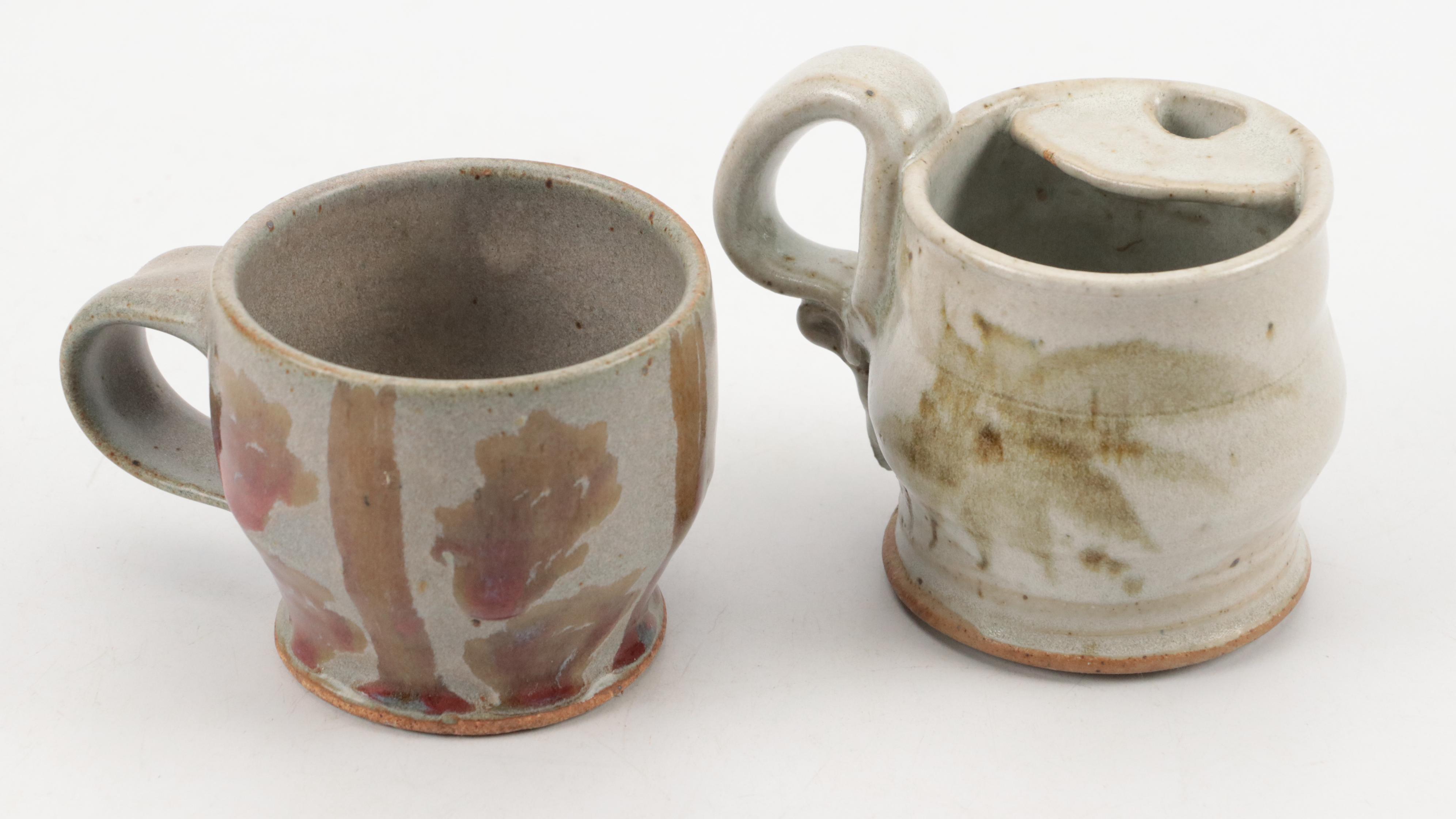 Art Pottery Pitcher, Mugs, Brush Pot and Apple Bakers