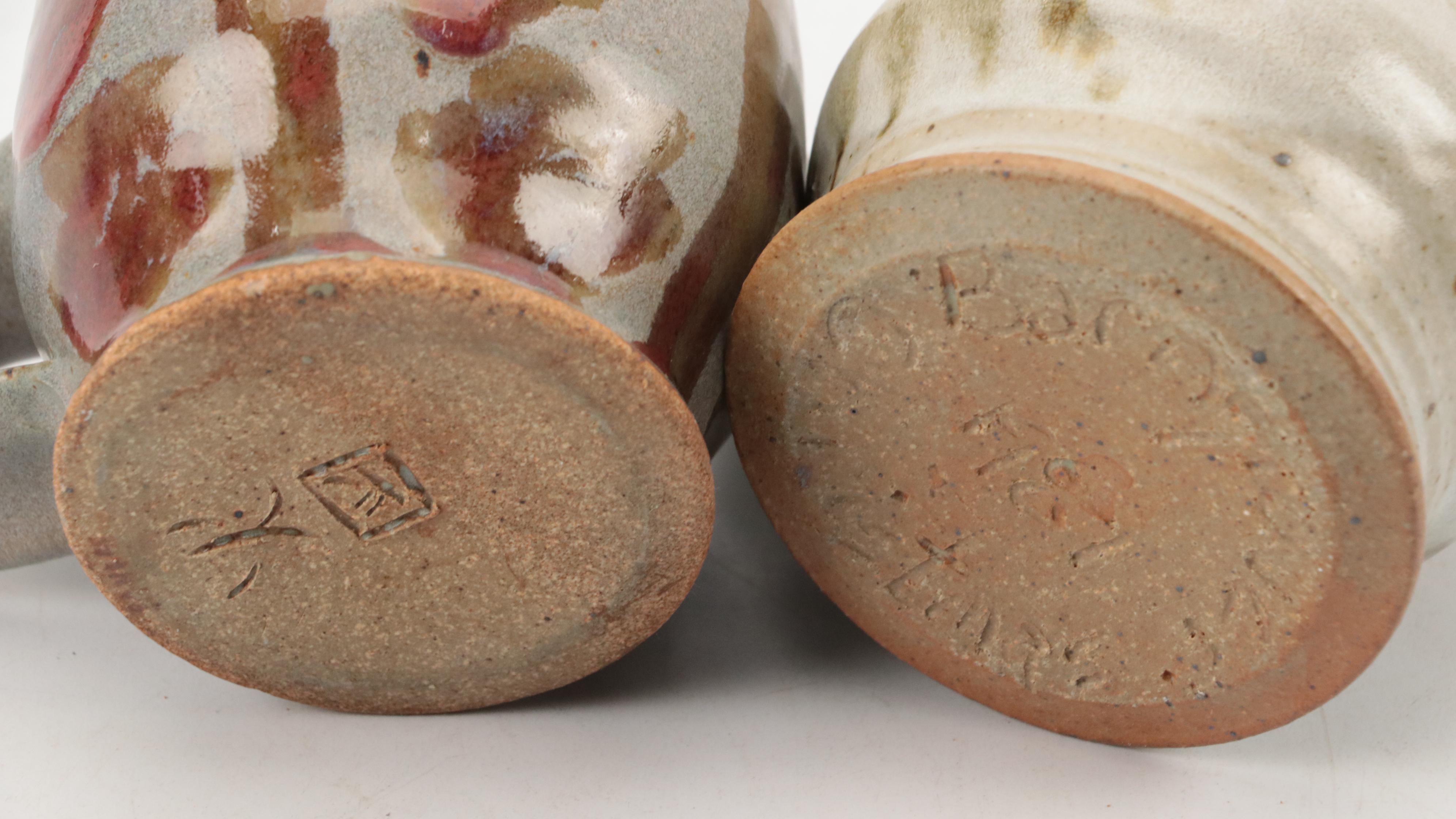 Art Pottery Pitcher, Mugs, Brush Pot and Apple Bakers