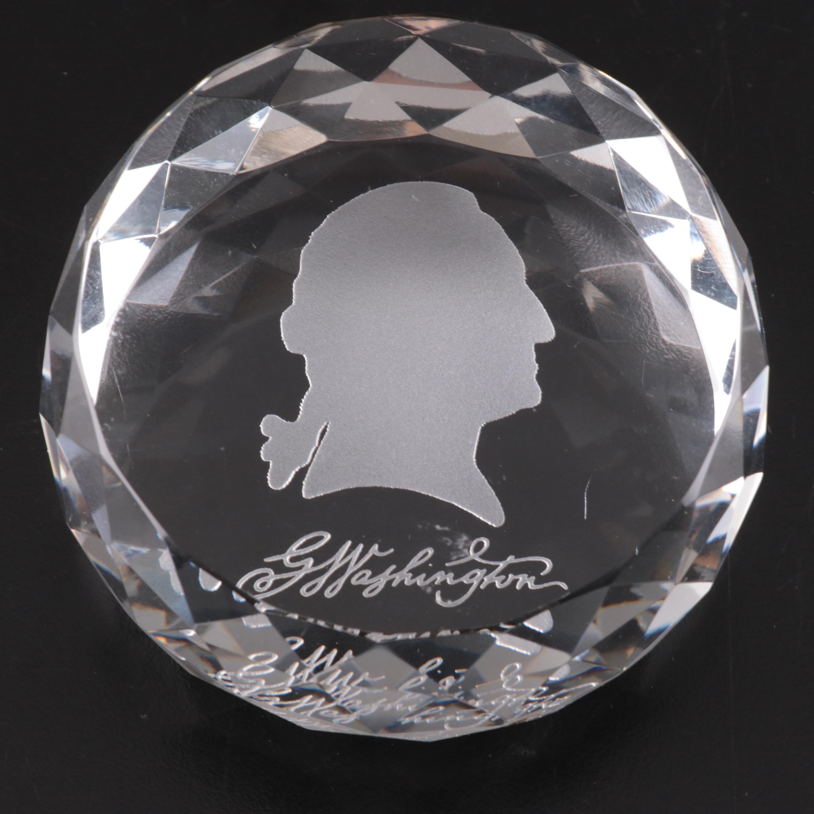 French Crystal Egg, George Washington Crystal, Waterford Crystal Paperweights