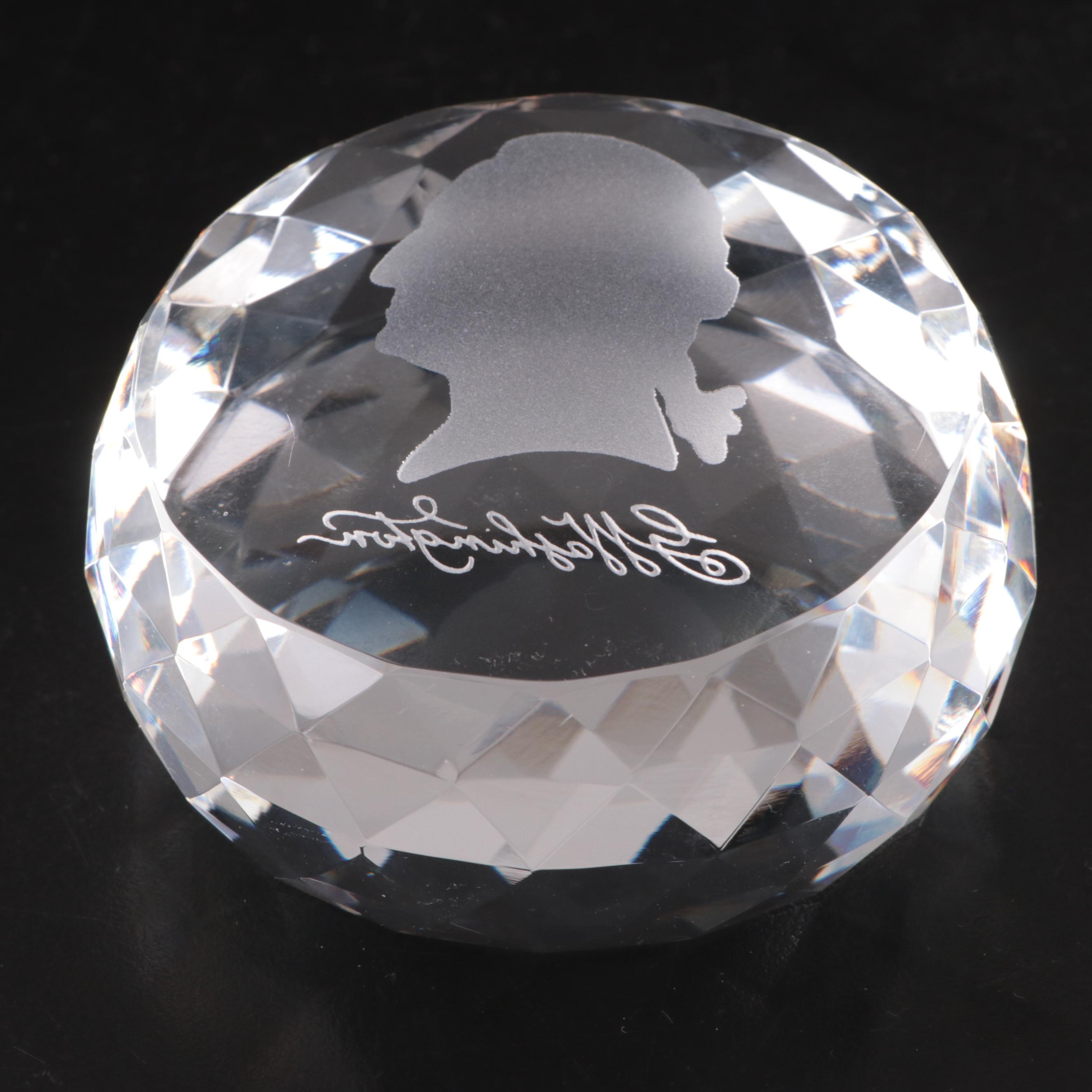 French Crystal Egg, George Washington Crystal, Waterford Crystal Paperweights