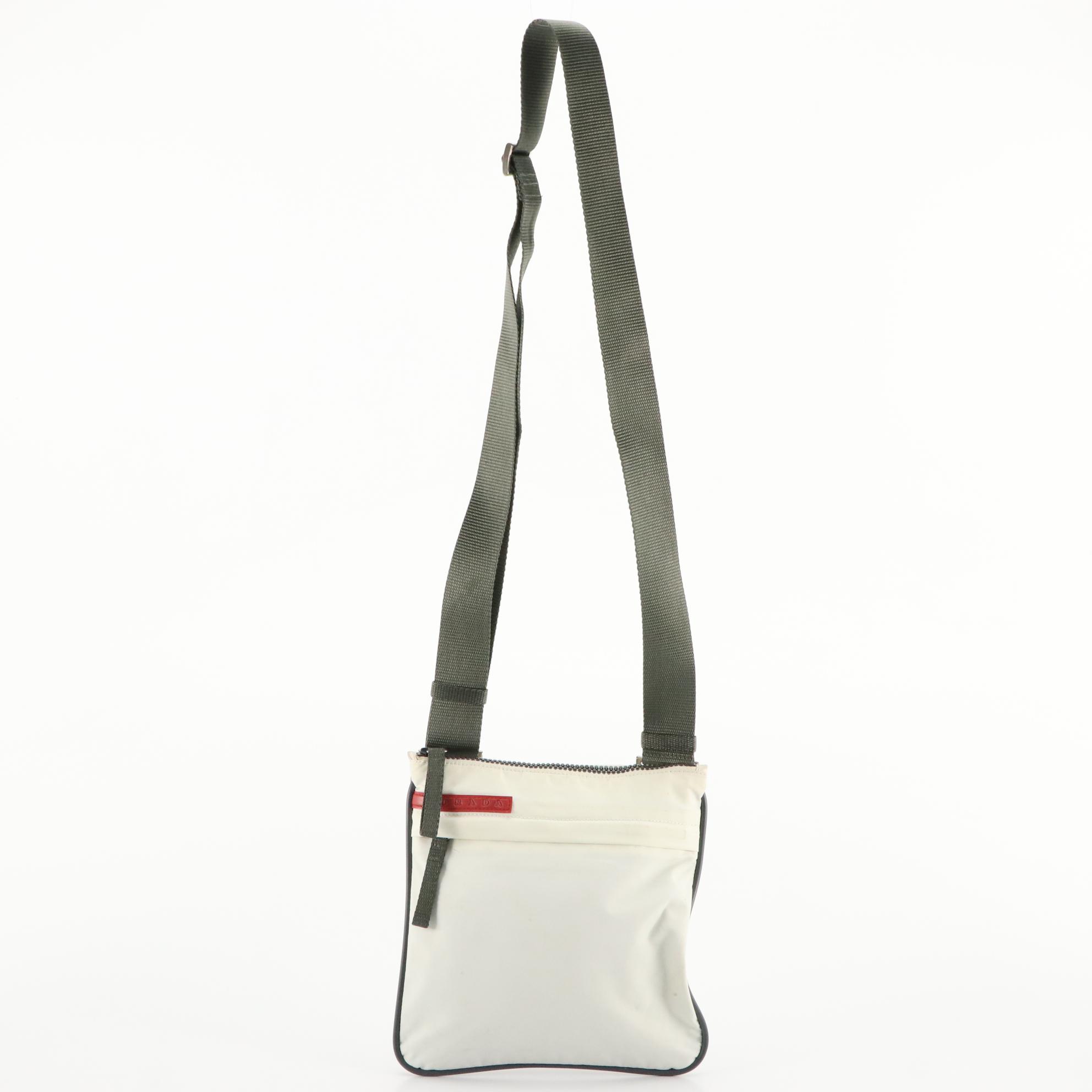 Prada Sport White Nylon Flat Crossbody Sling Bag
