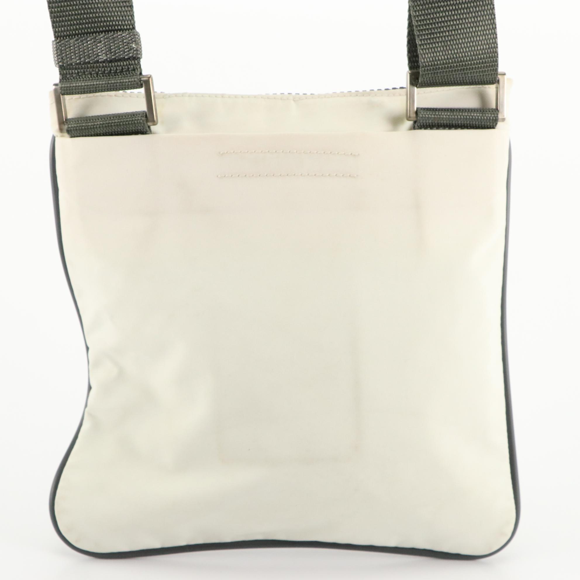 Prada Sport White Nylon Flat Crossbody Sling Bag