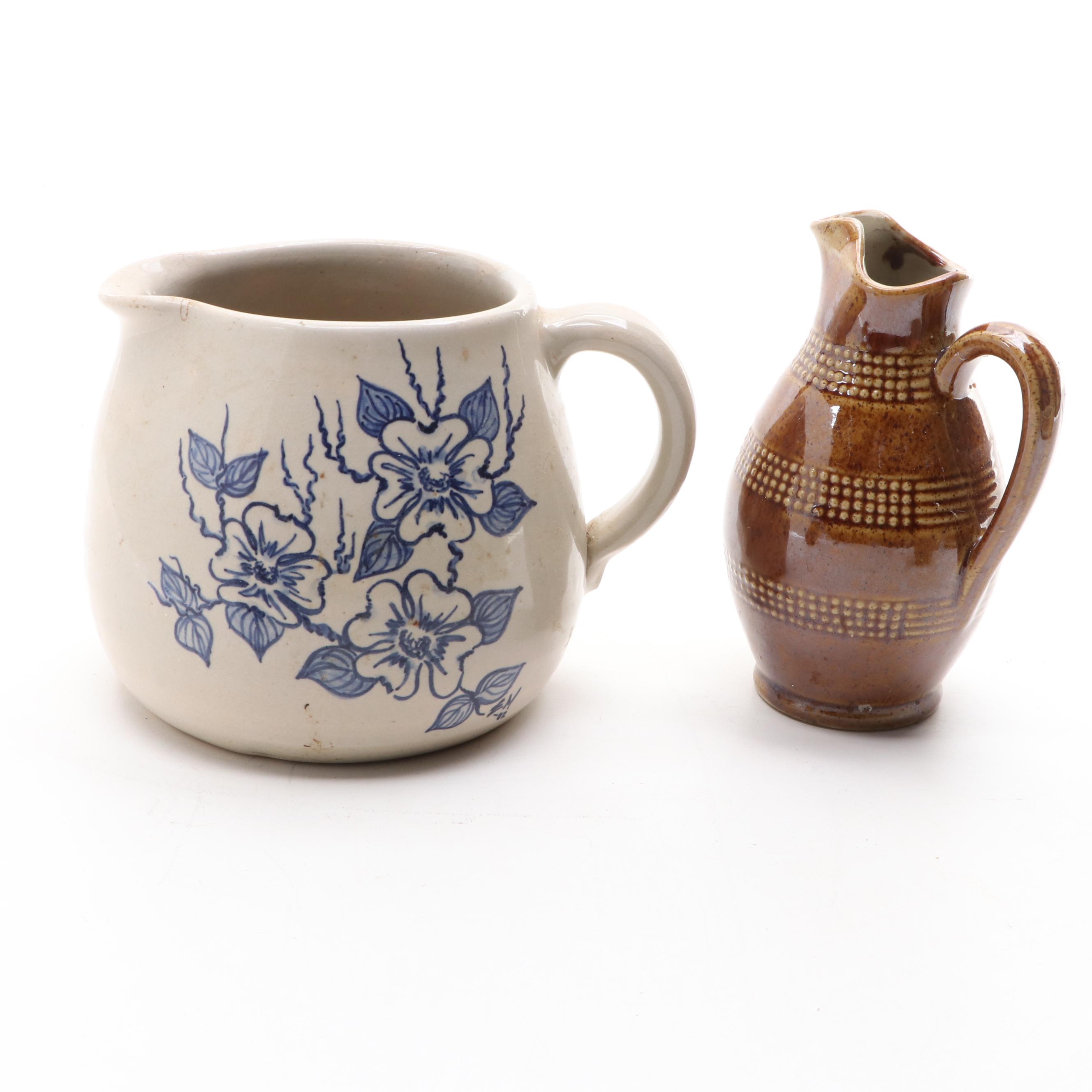 Marshall Pottery Ceramic Pitcher with Always Azul Pottery Mugs and More