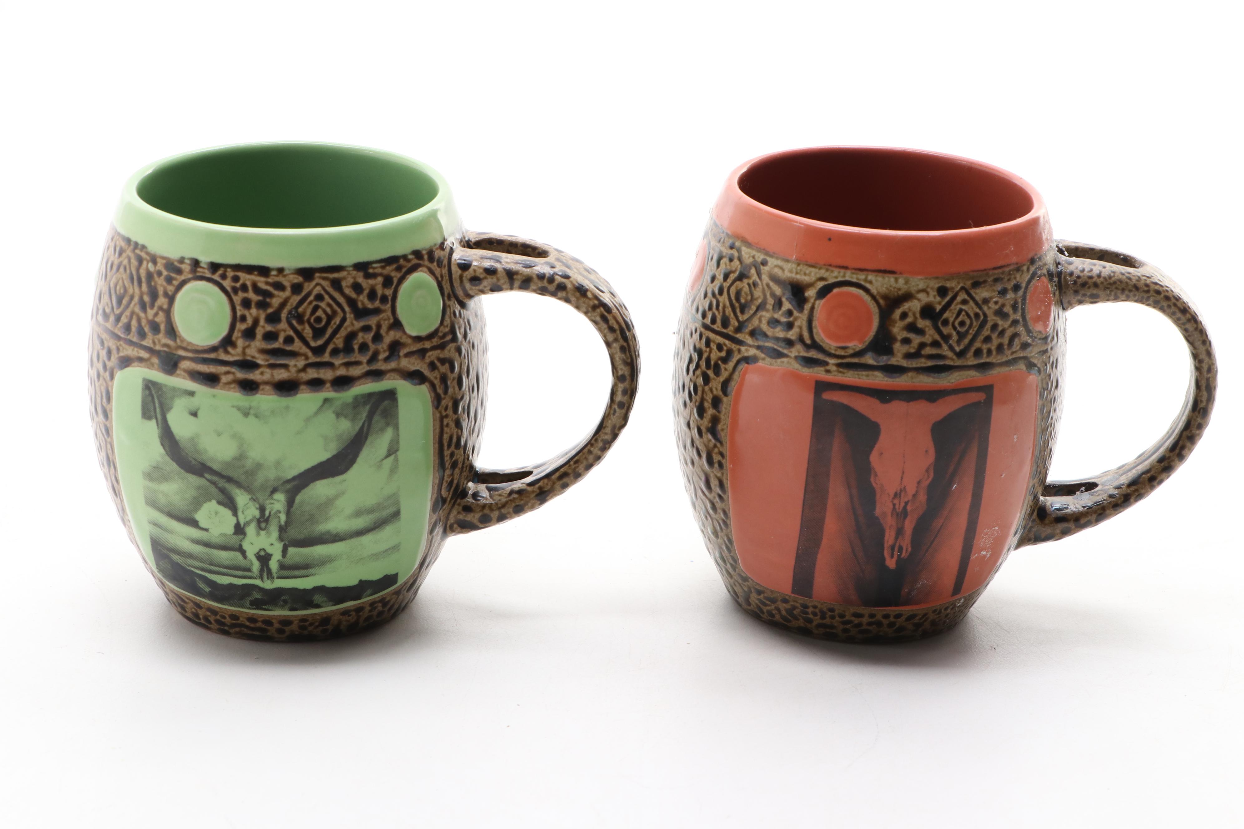 Marshall Pottery Ceramic Pitcher with Always Azul Pottery Mugs and More