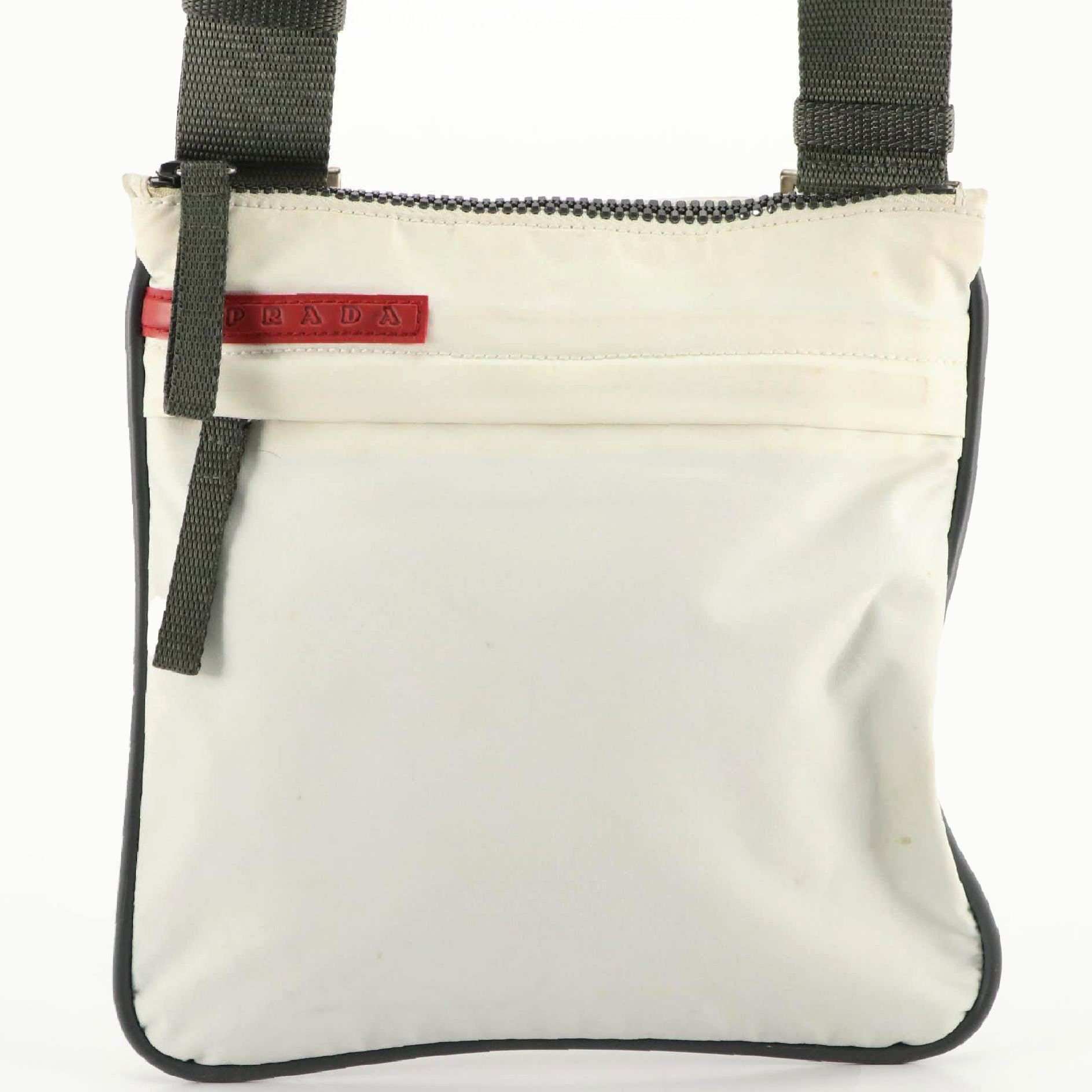 Prada Sport White Nylon Flat Crossbody Sling Bag