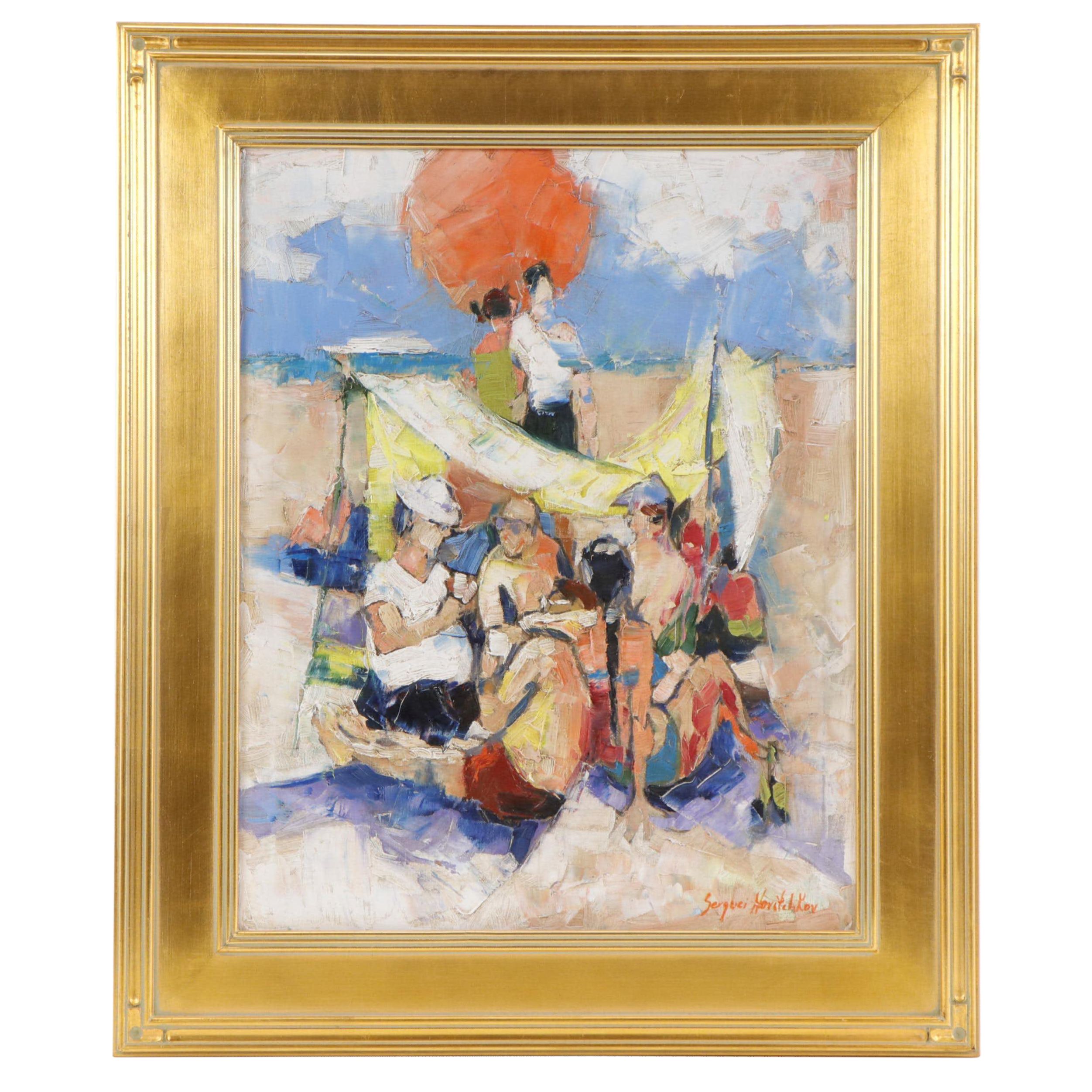 Serguei Novitchkov Figural Oil Painting "Chilling," 2023