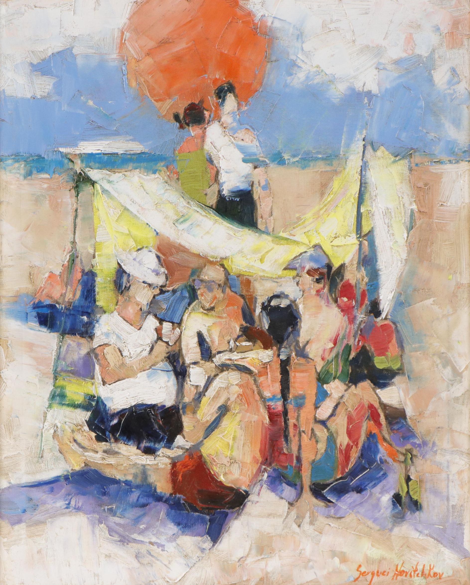 Serguei Novitchkov Figural Oil Painting "Chilling," 2023