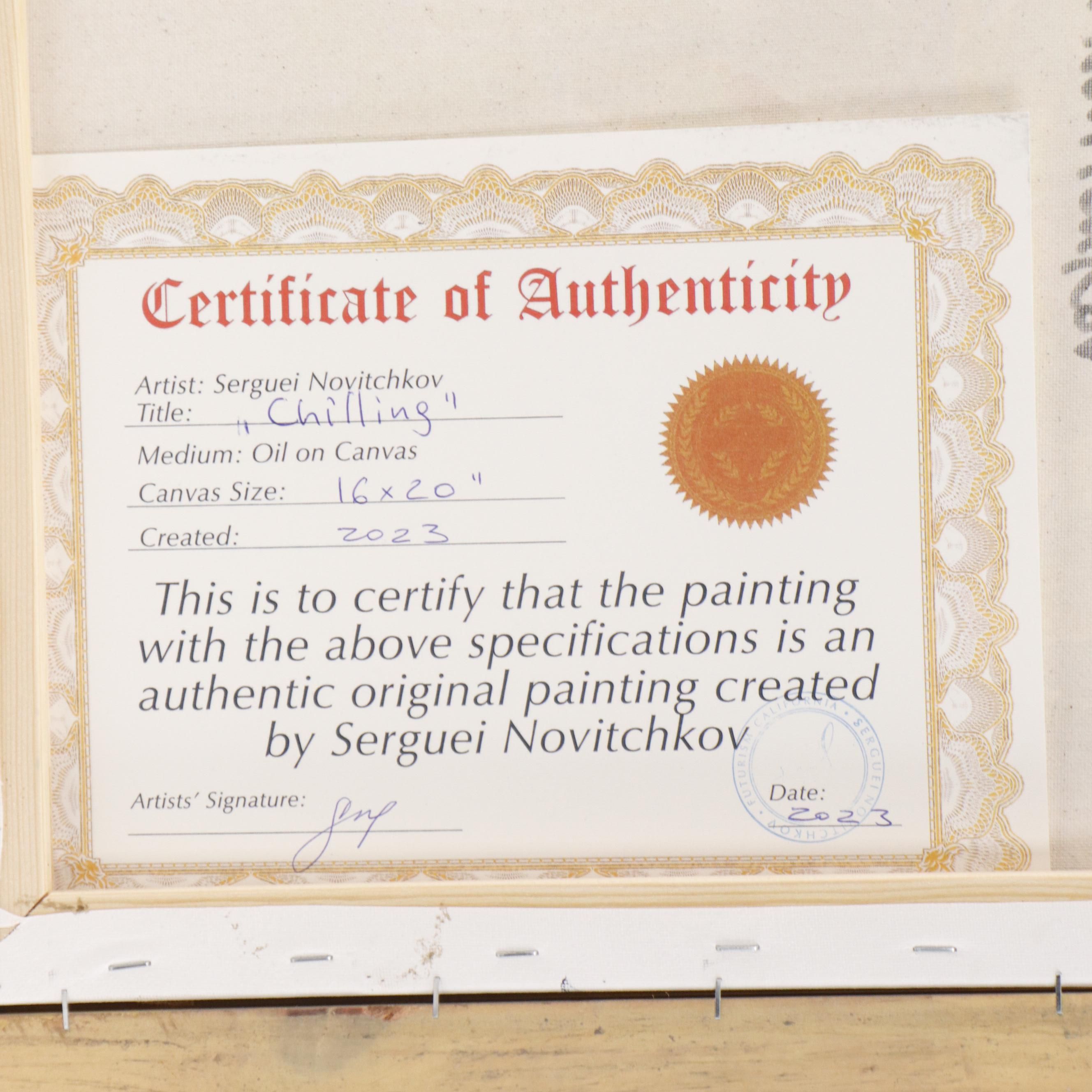 Serguei Novitchkov Figural Oil Painting "Chilling," 2023