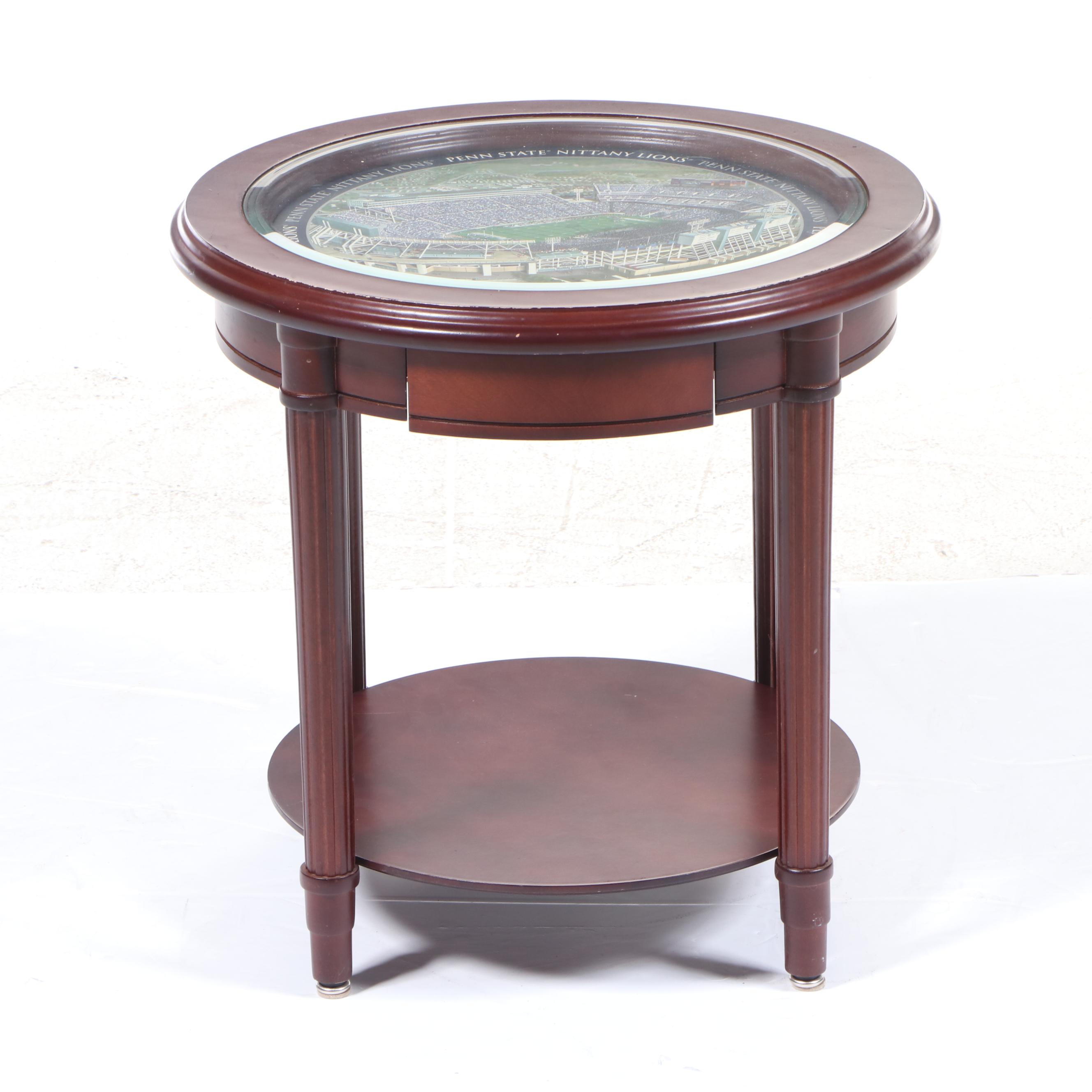 The Danbury Mint "Penn State Nittany Lions" Glass Top Side Table