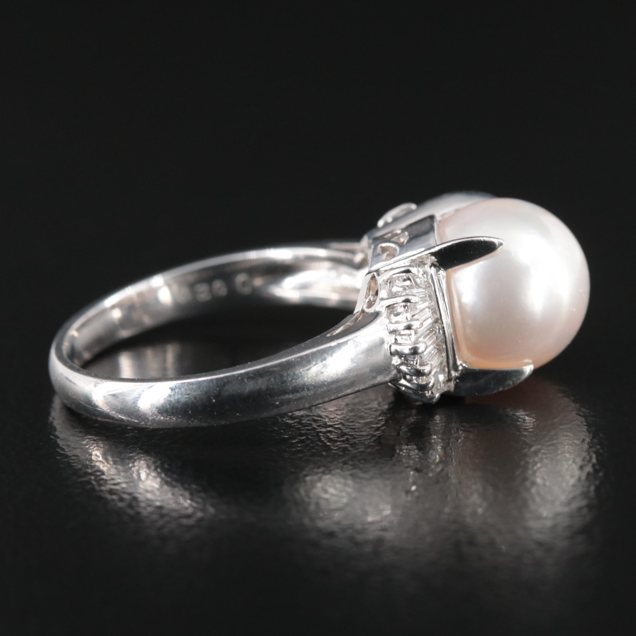 Platinum Pearl and Diamond Ring