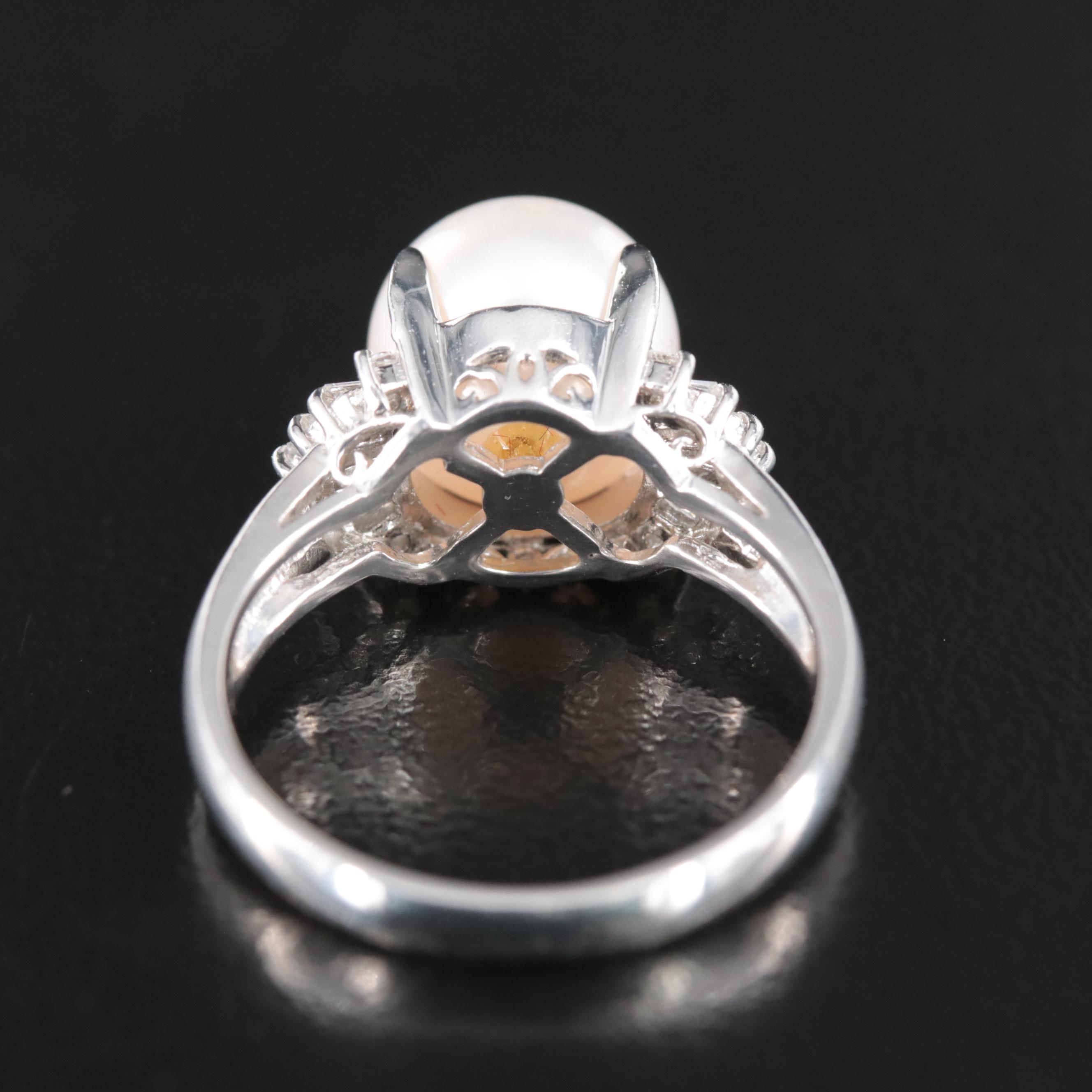 Platinum Pearl and Diamond Ring