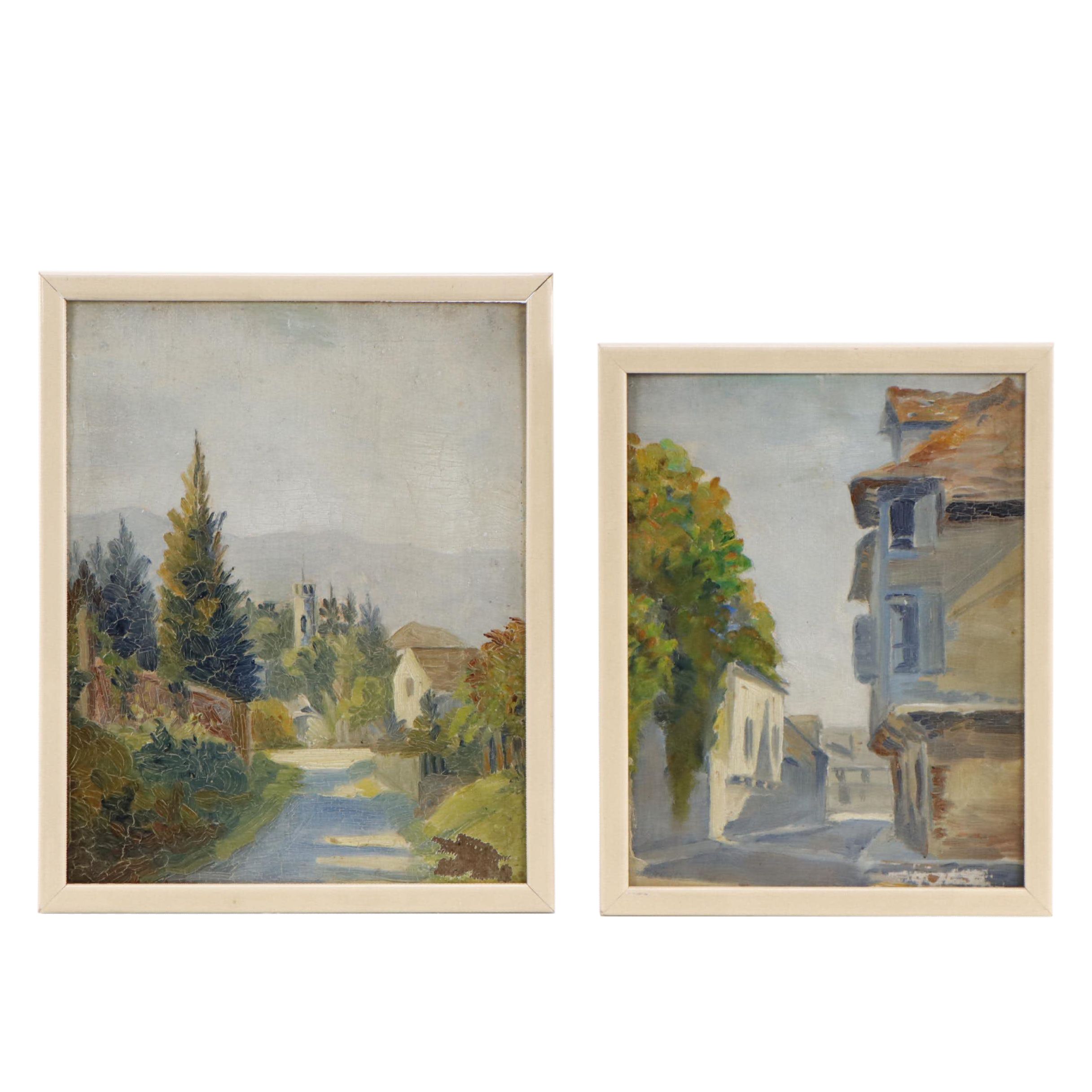 Townscape and Street Scene Oil Paintings, Early 20th Century