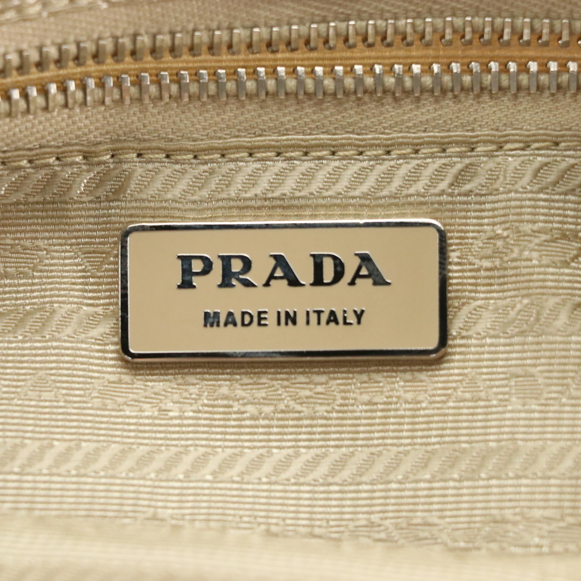 Prada Brown Embroidered Tie-Dye Tessuto and Leather Trim Hobo Handbag