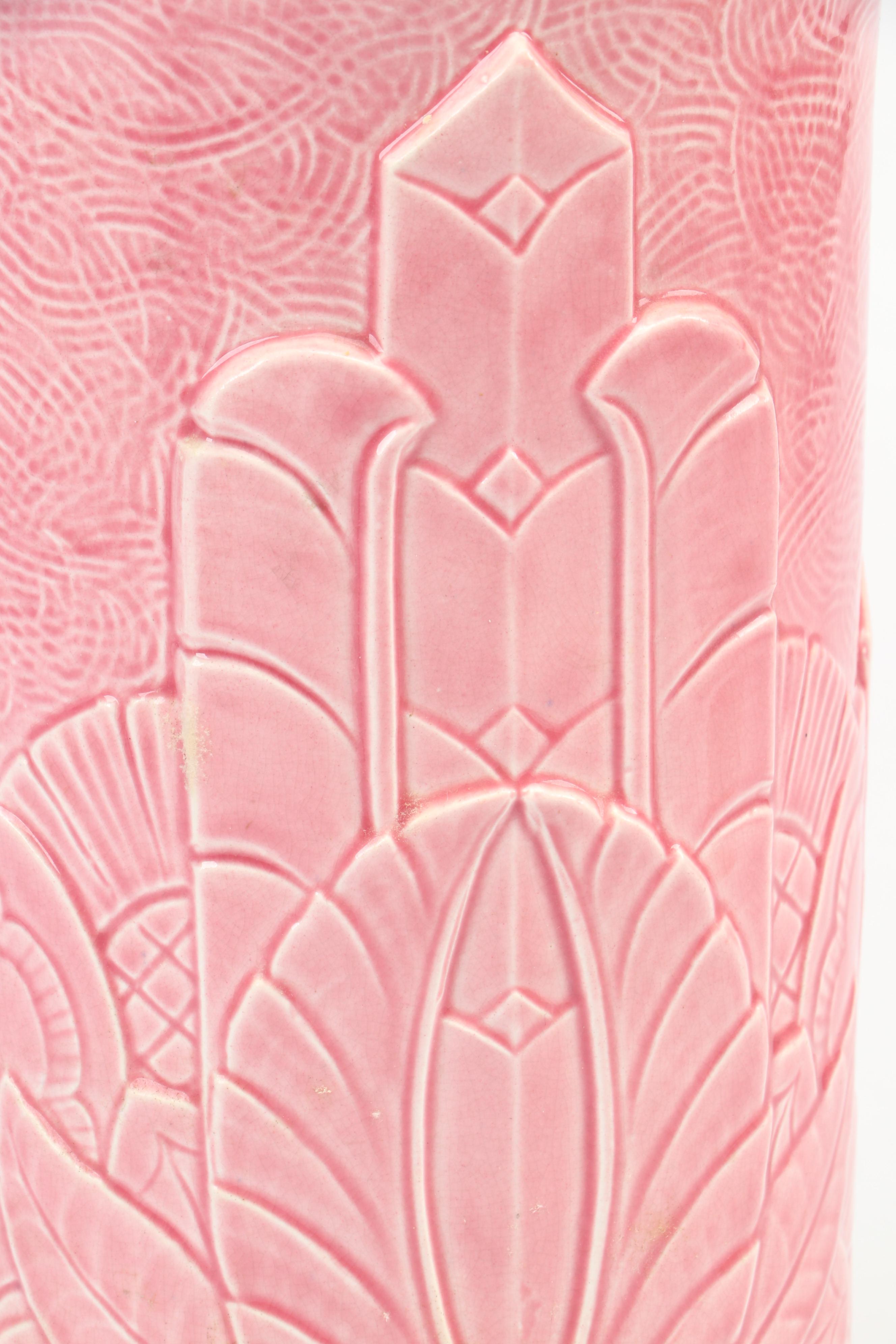 Art Deco Style Pink Glaze Ceramic Vase, 20th Century