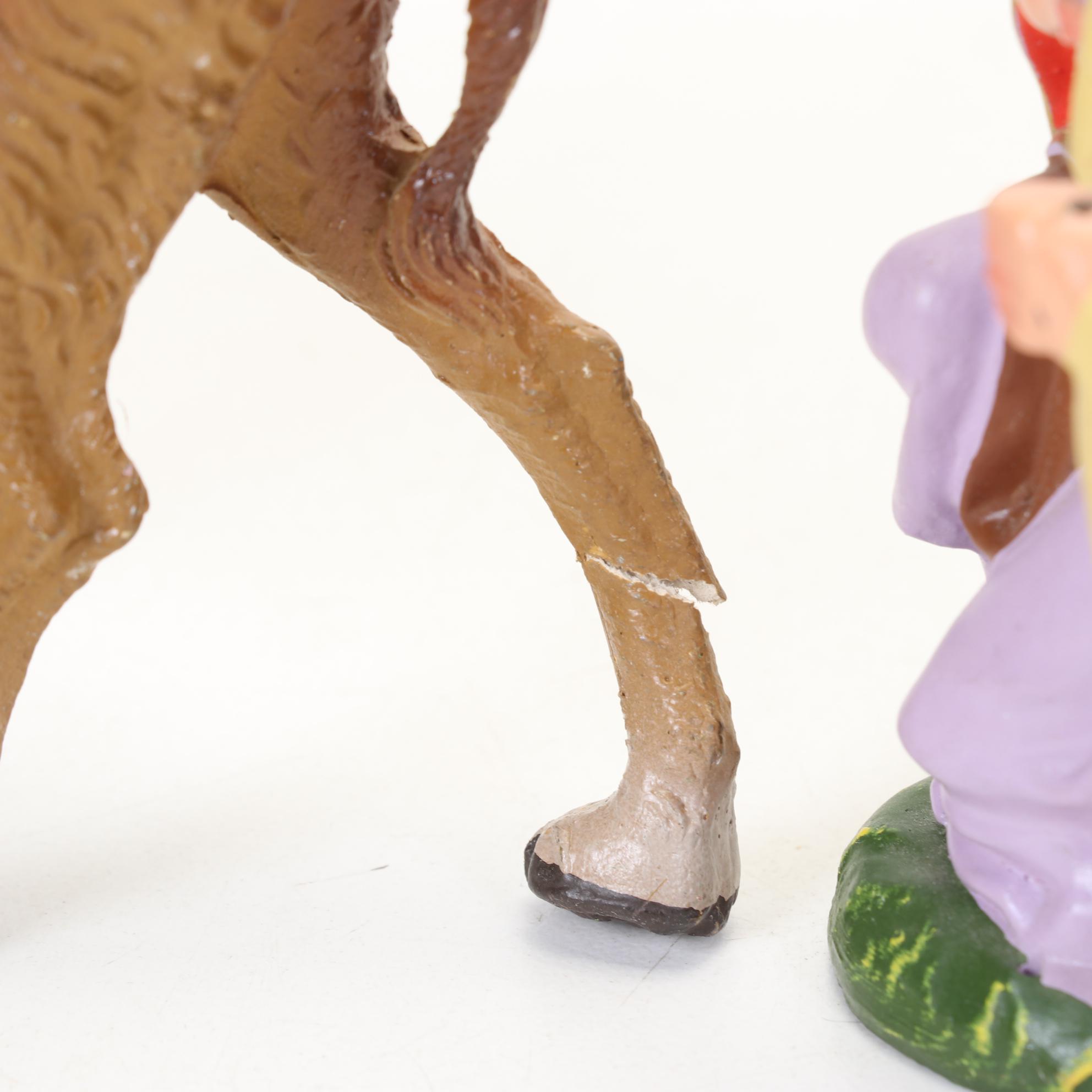 Church Putz Building With Built-In Music Box and Italian Nativity Figures